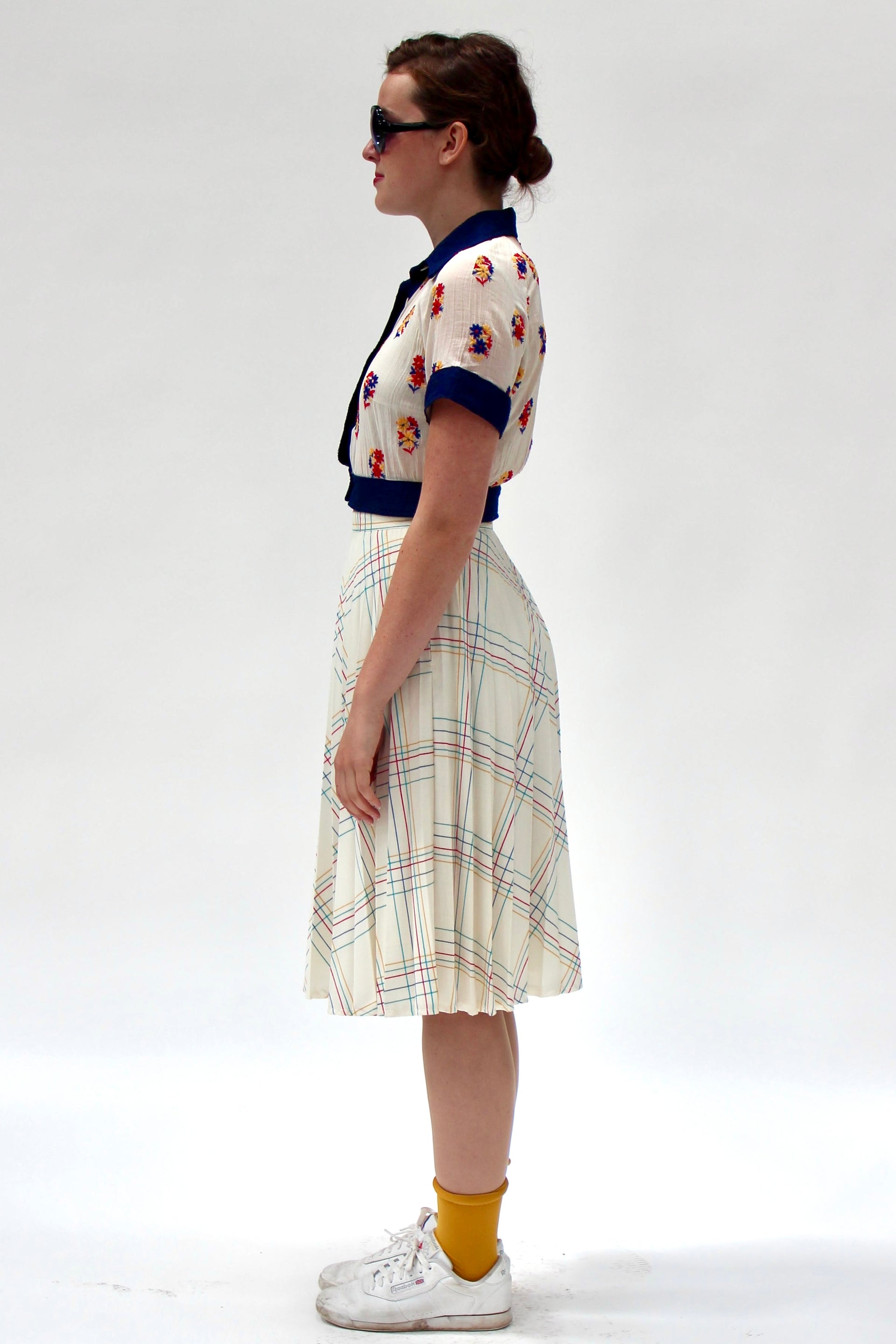 1970s High Waisted Pleated Skirt//Size S