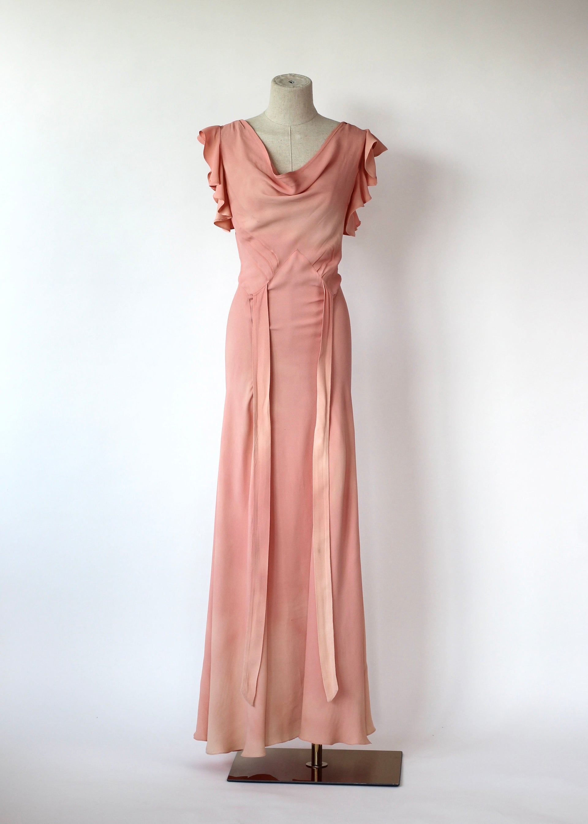 1930s Rose Rayon Dress//Size S/M