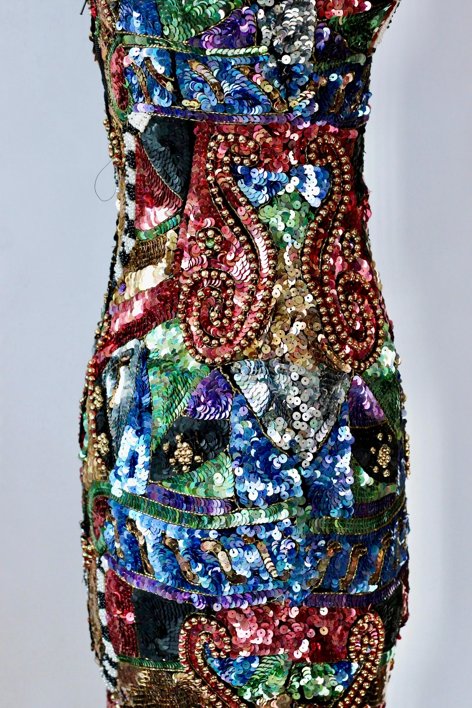 1980s Beaded Sequin Party Dress//Size XS