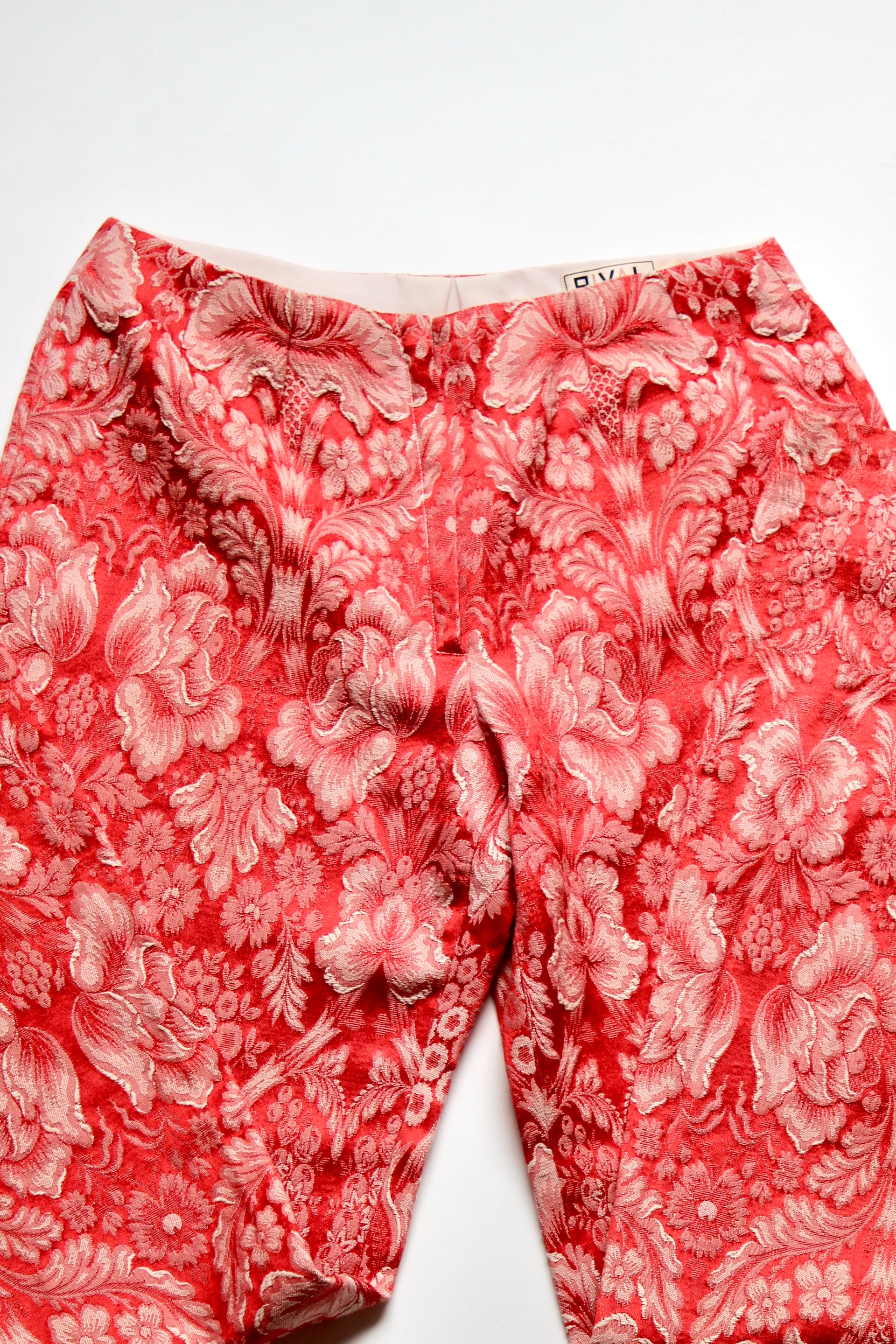 1950s Vintage Red and White Brocade Pantsuit // Size XS