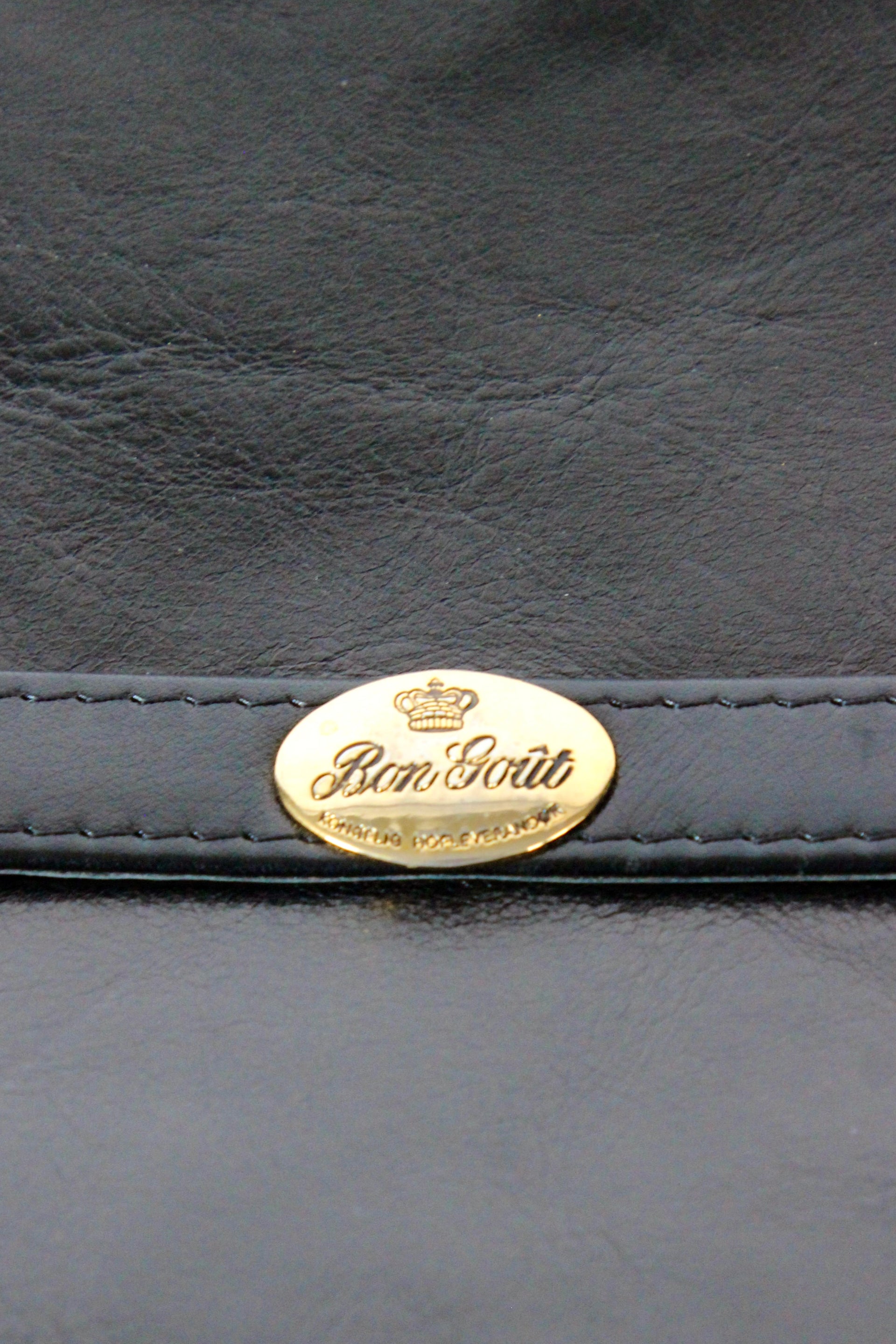 1960s Vintage Bon Goût Black Leather Top Handle Bag