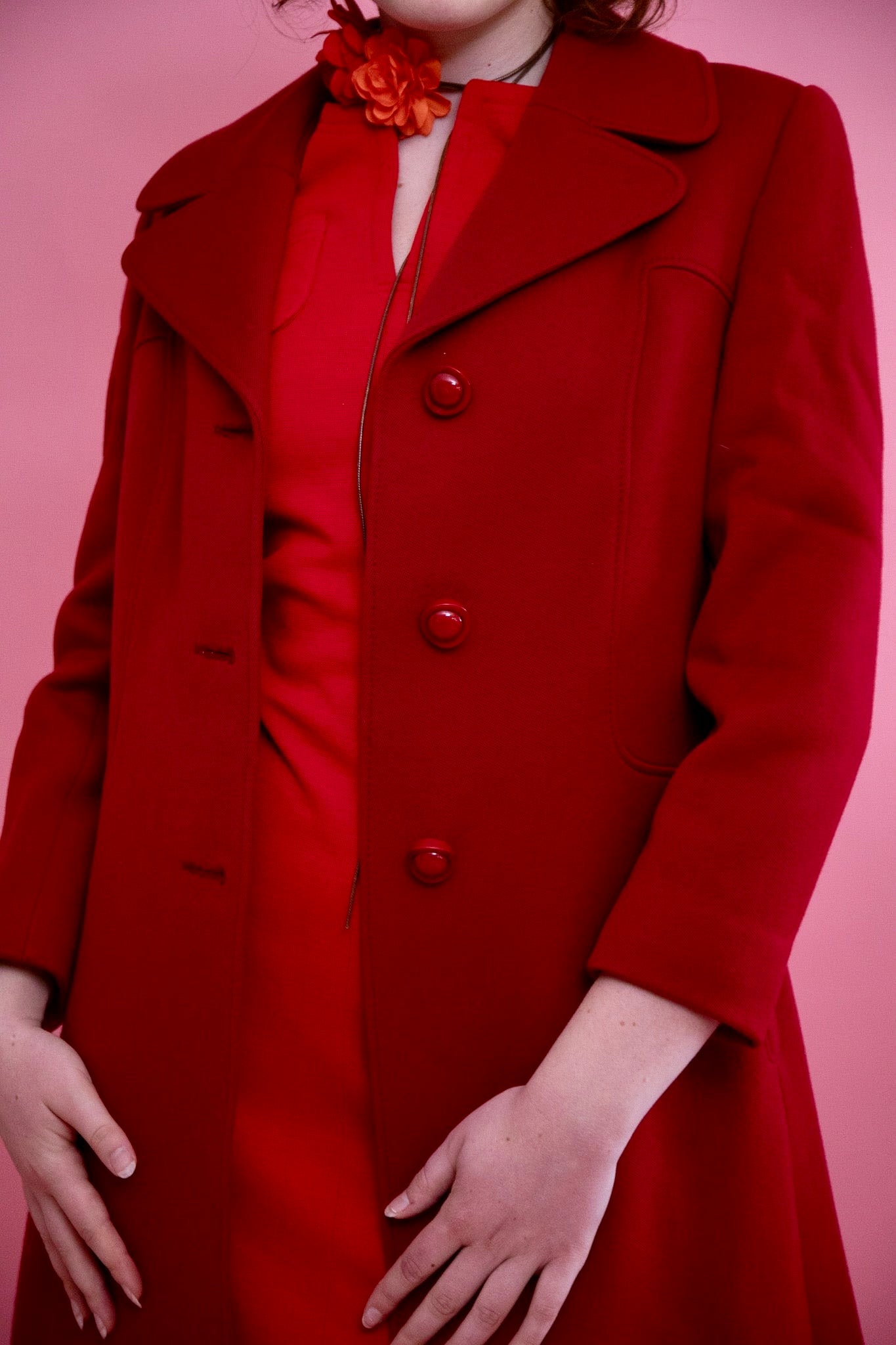1970s Vintage Dark Red Mod Wool Coat // Size M/L