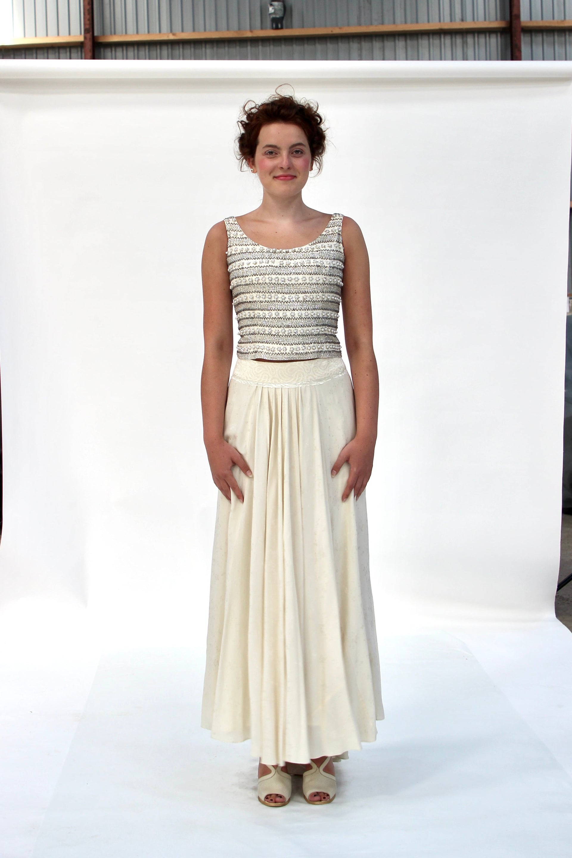 By Waltz Skirt in 1920s Vintage Silk // Size M