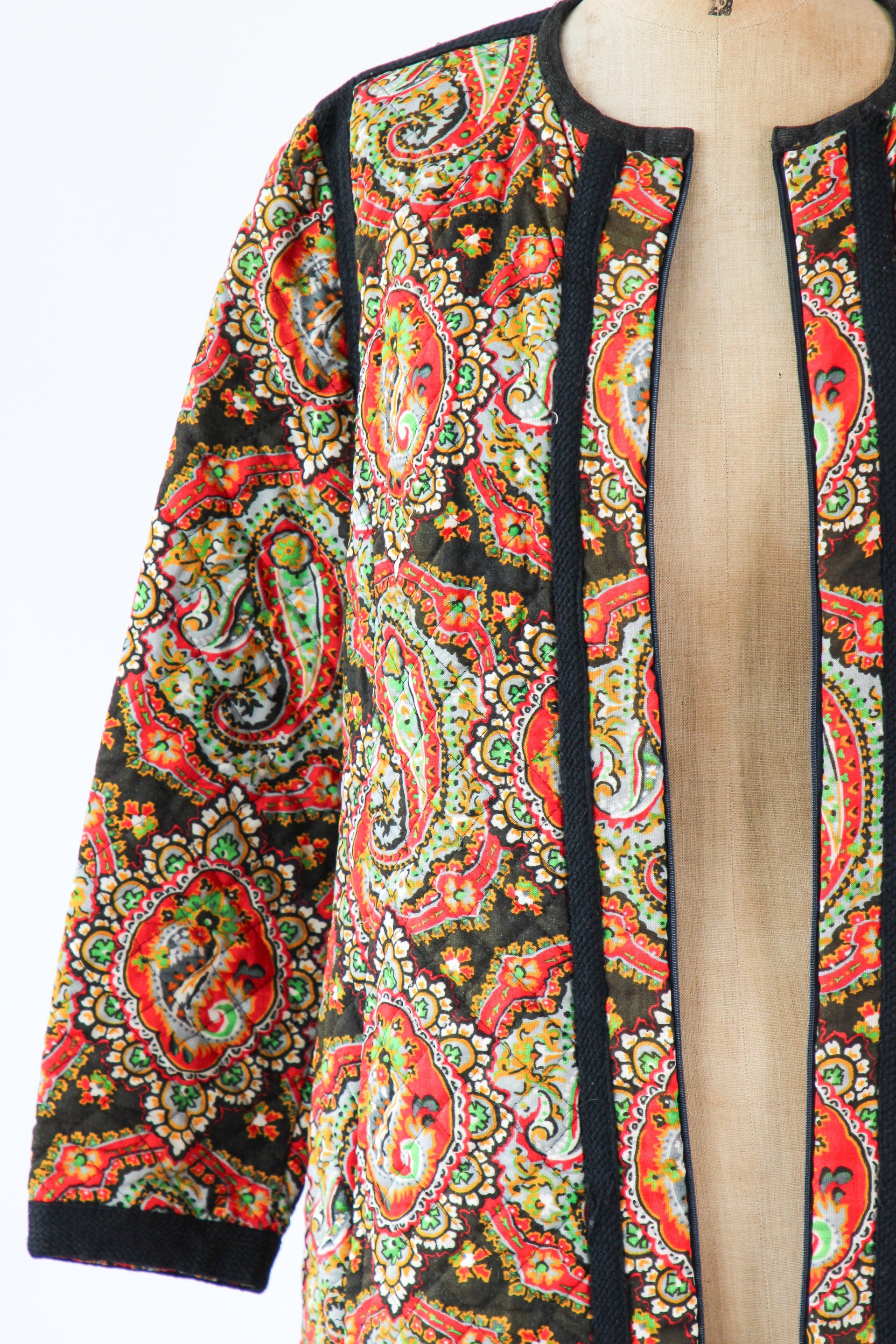 1960s 1970s Vintage Quilted Maxi Dress / Coat//Size M