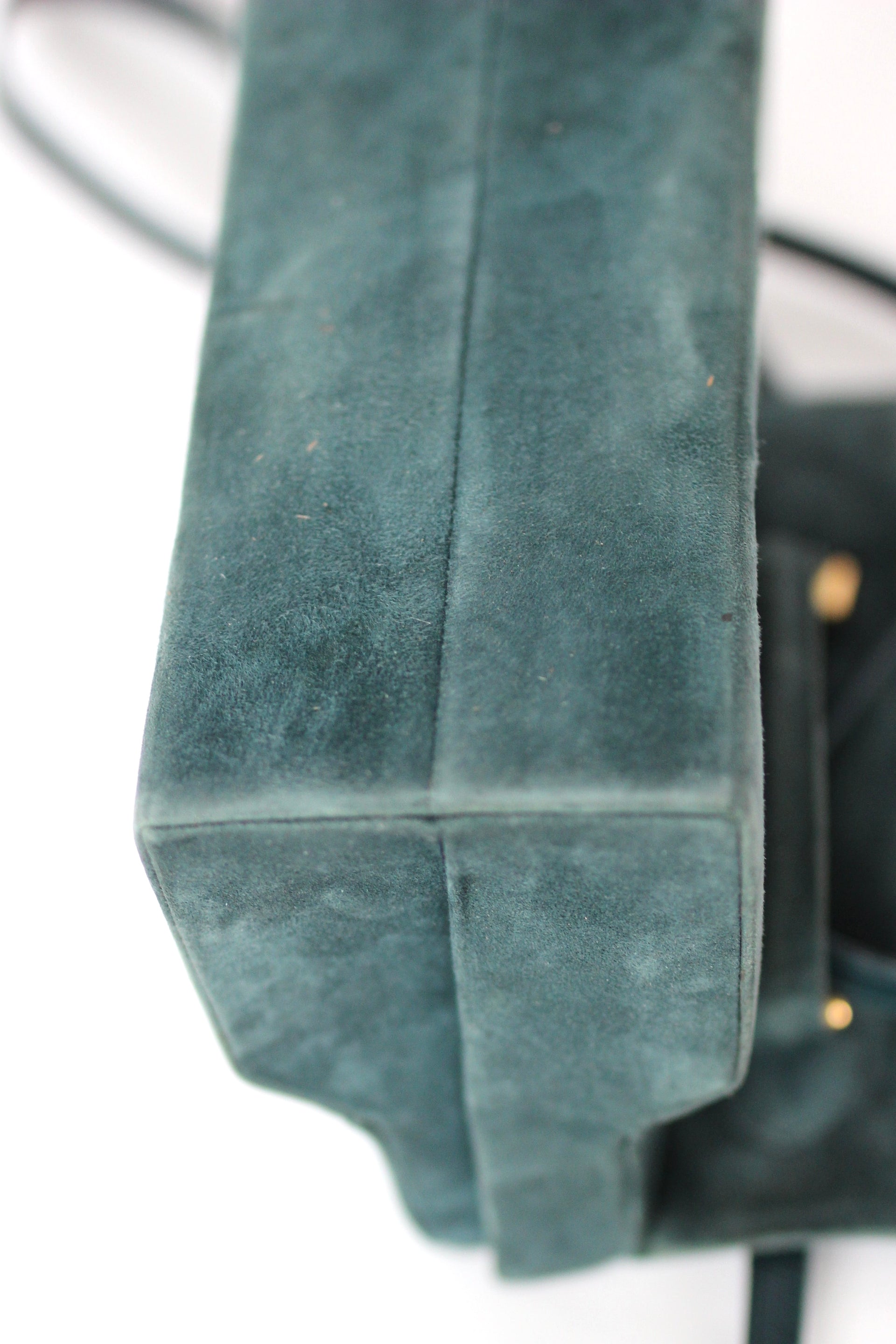 Vintage Charles Jourdan, Paris Dusty Blue Suede Leather Tophandle/Shoulder Bag
