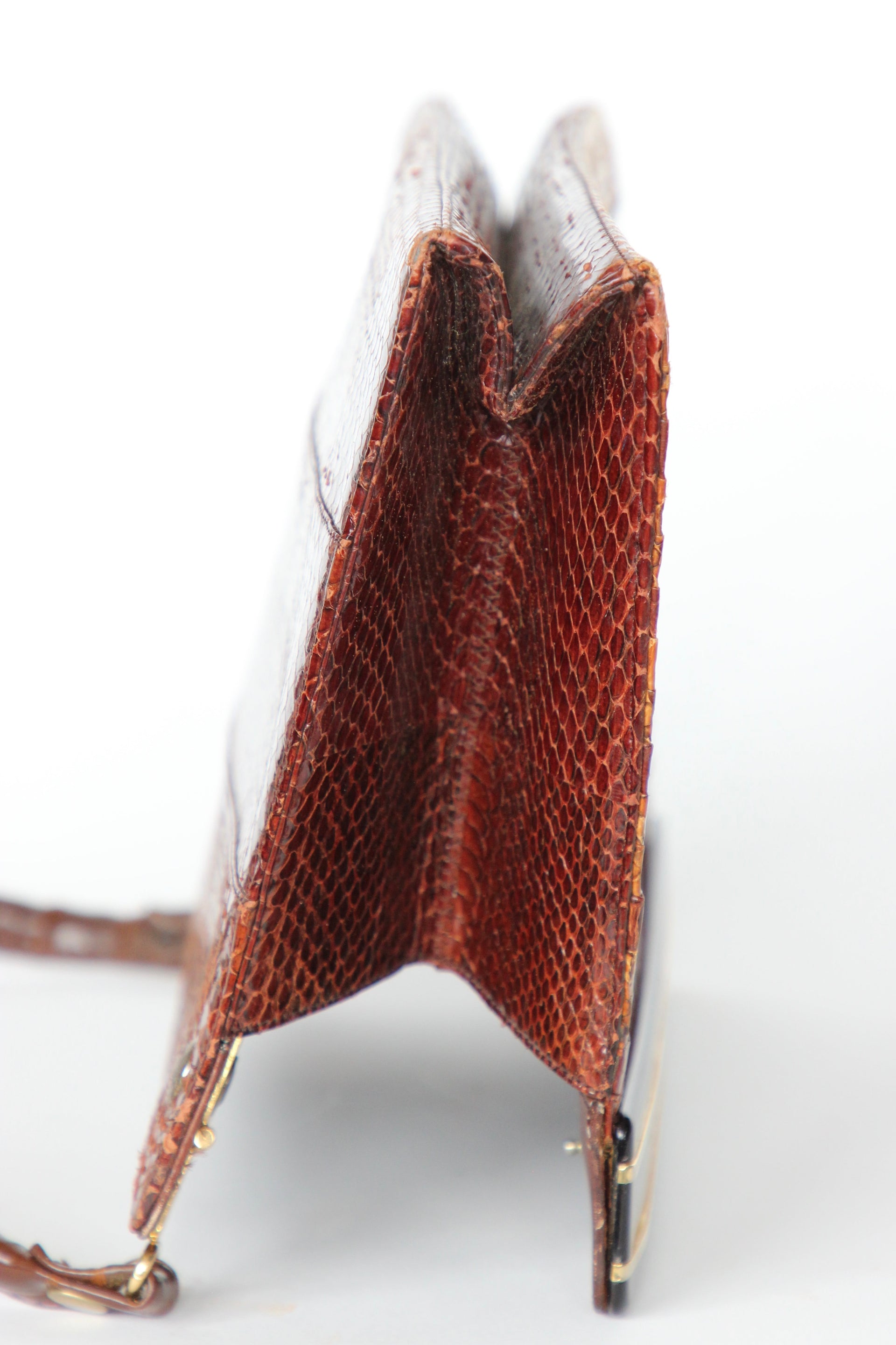 1950s 1960s Brown Snakeskin/Leather Top Handle Bag