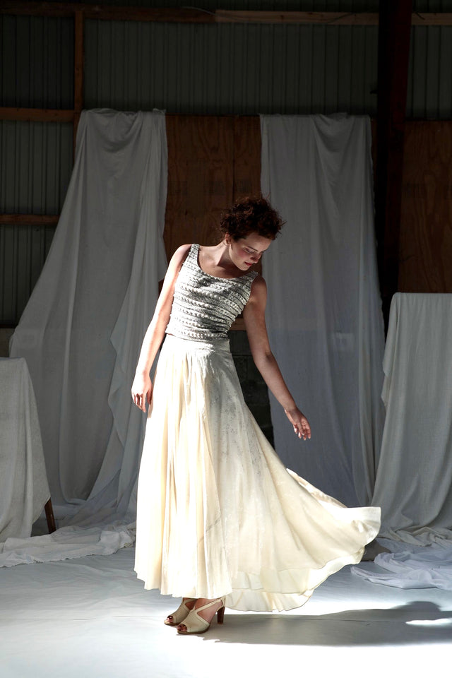 By Waltz Skirt in 1920s Vintage Silk // Size M