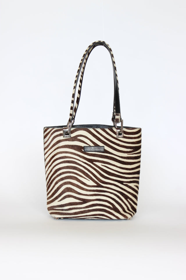Vintage Mancinelli Milano Zebra Pattern Fur Shopper Bag