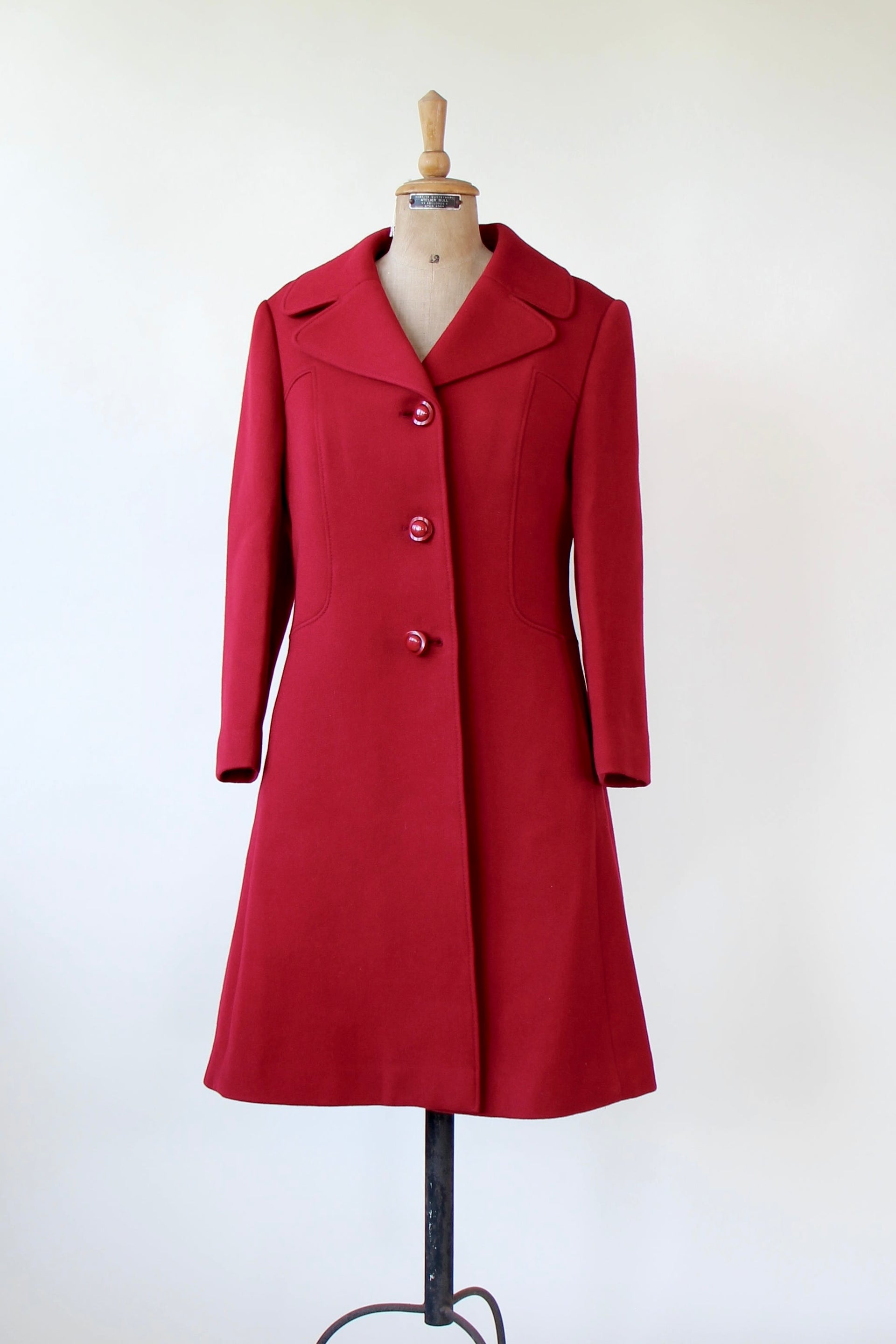 1970s Vintage Dark Red Mod Wool Coat // Size M/L