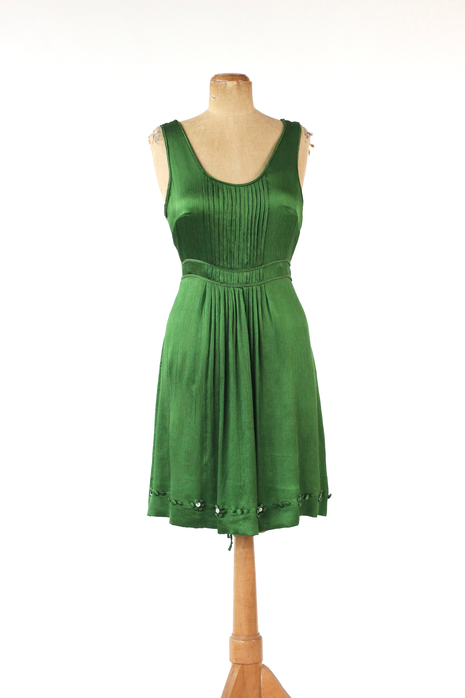 Vintage Green Silk Dress//Danish Design//Size M/L