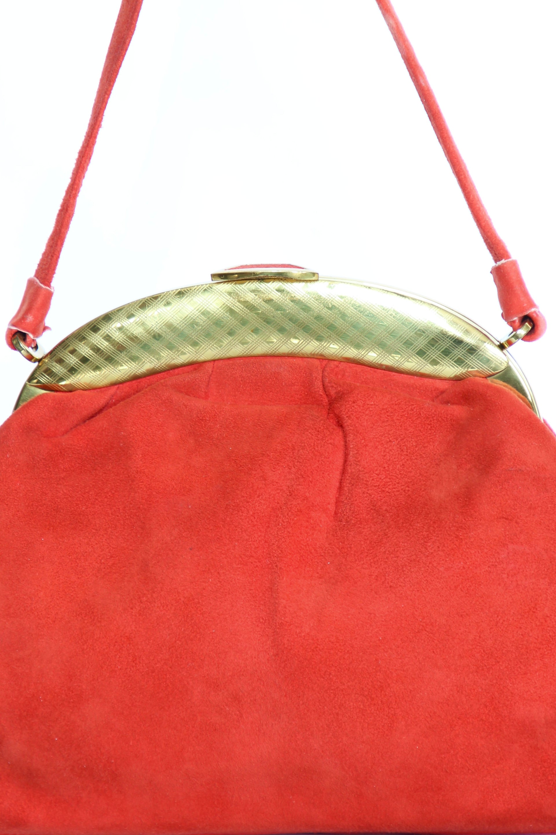 1940s Bright Red Suede Leather Purse