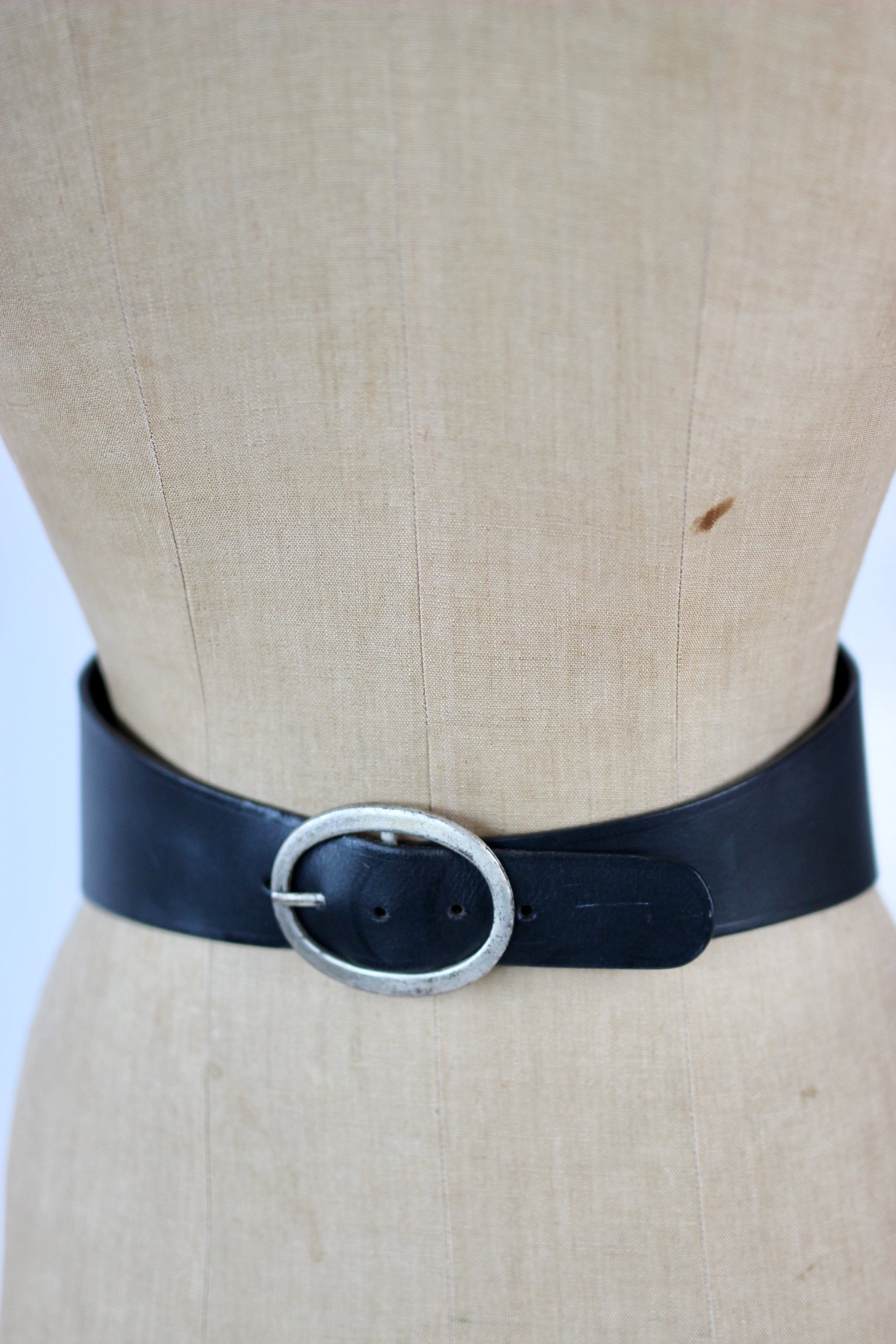 Y2K Vintage Black Wide Leather Belt//Size XS/S