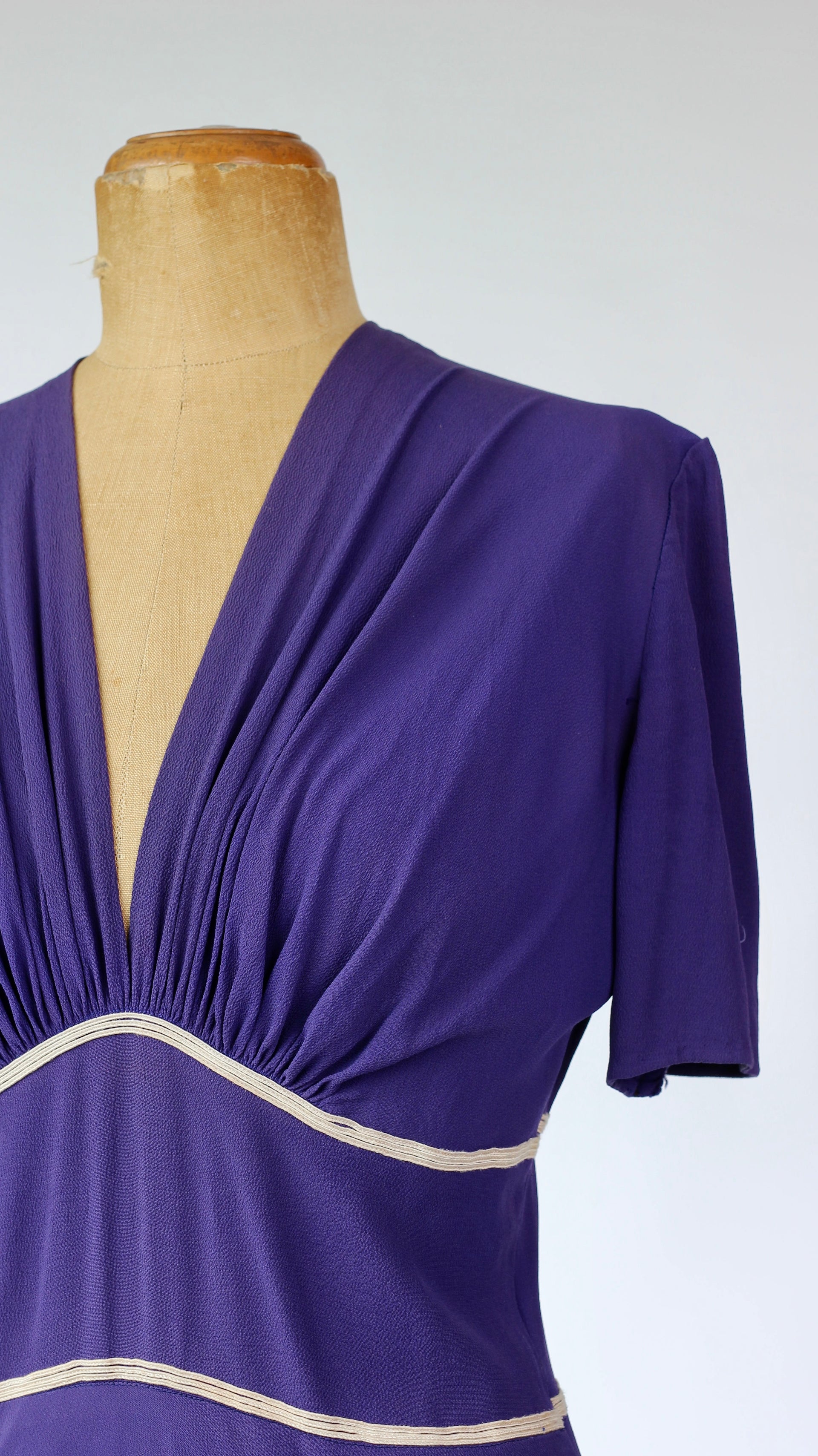 1950s Purple Silk Crepe Dress//Size M