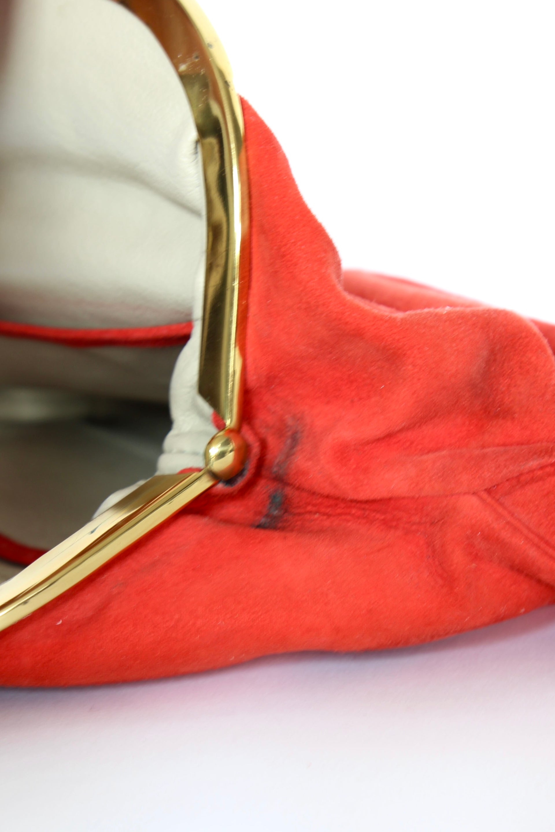 1940s Bright Red Suede Leather Purse