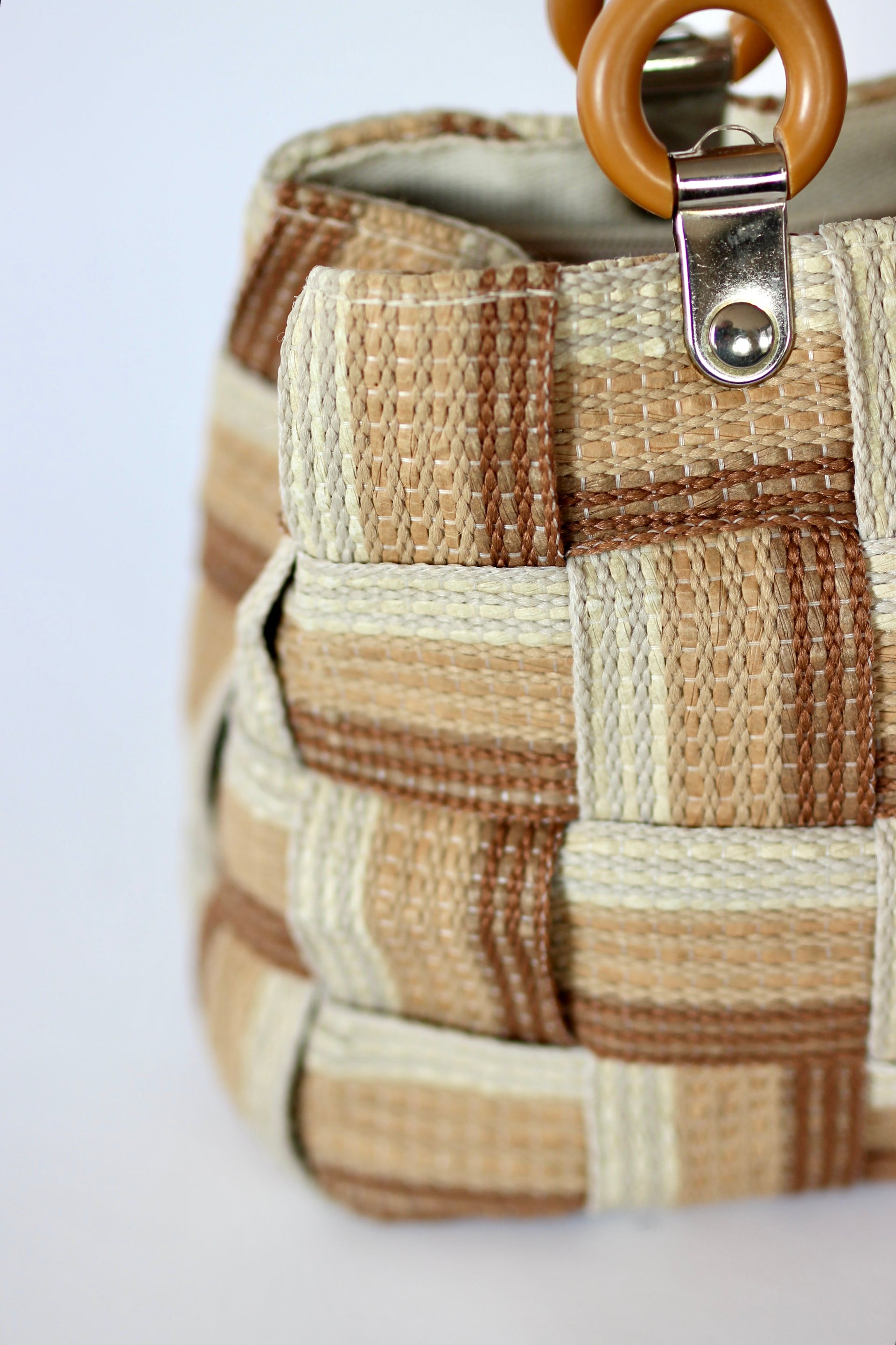 1960s Vintage Italien Bag in Striped Grosgrain