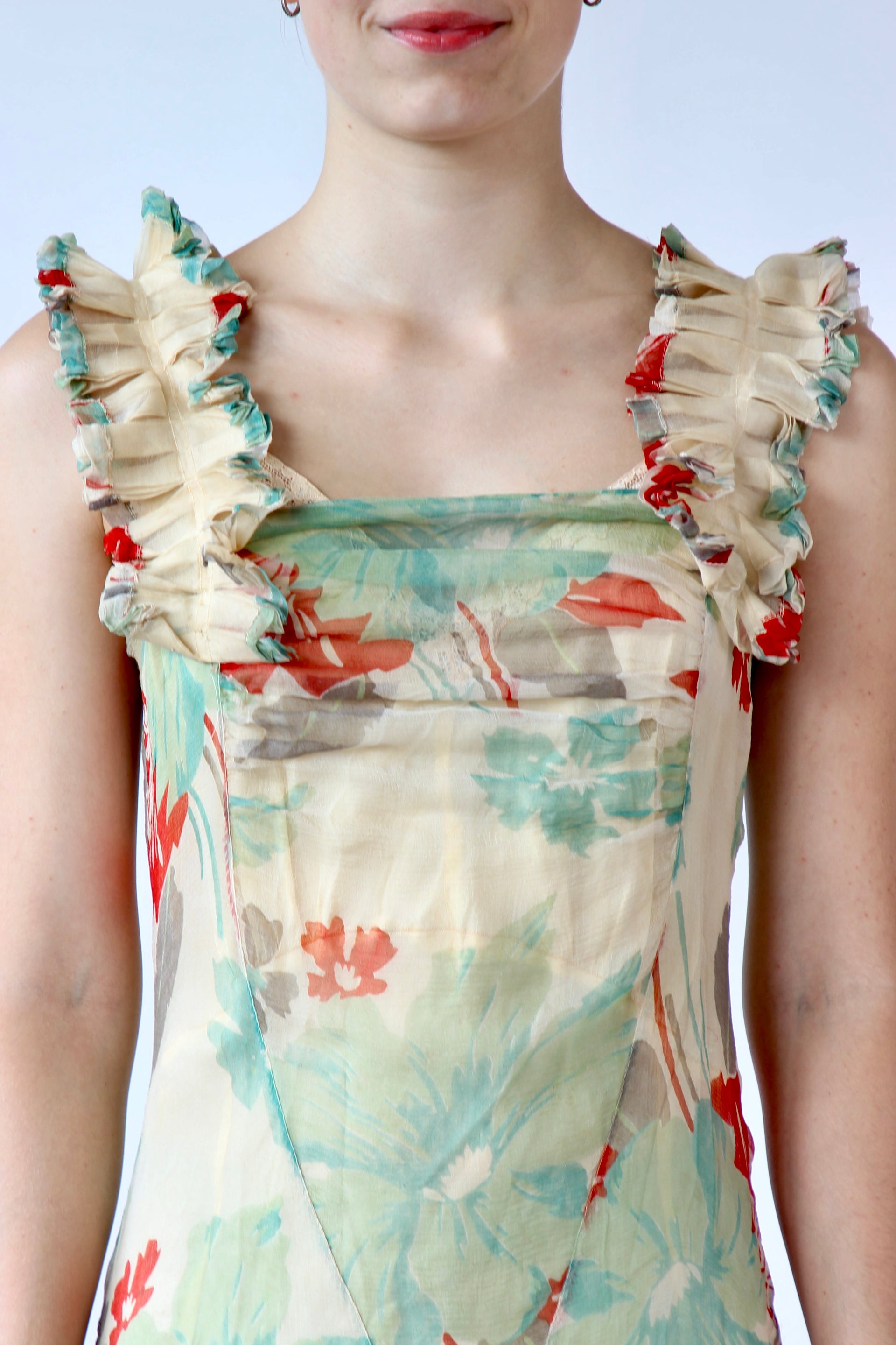 1920s 1930s Vintage Silk Chiffon Dress // Size XS