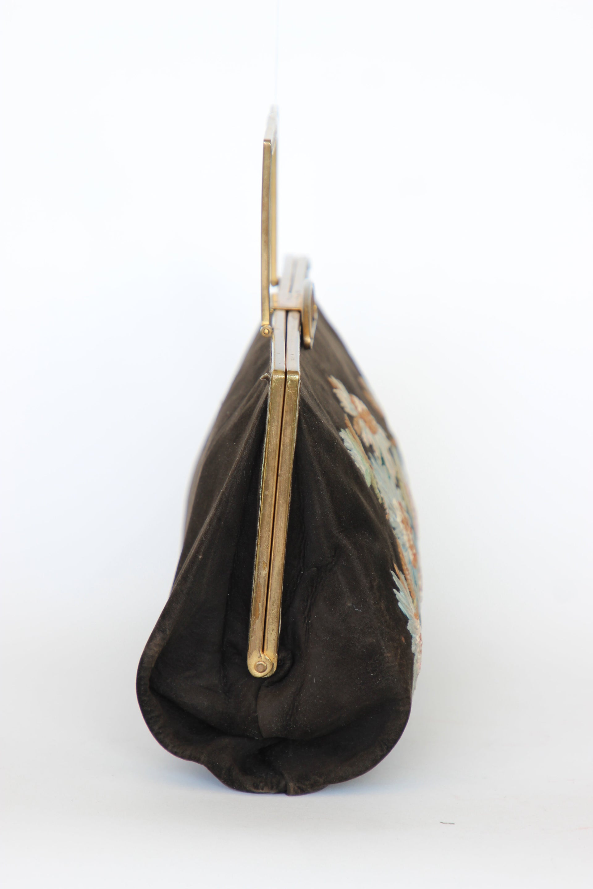 1930s Brown Suede Leather Top Handle Bag