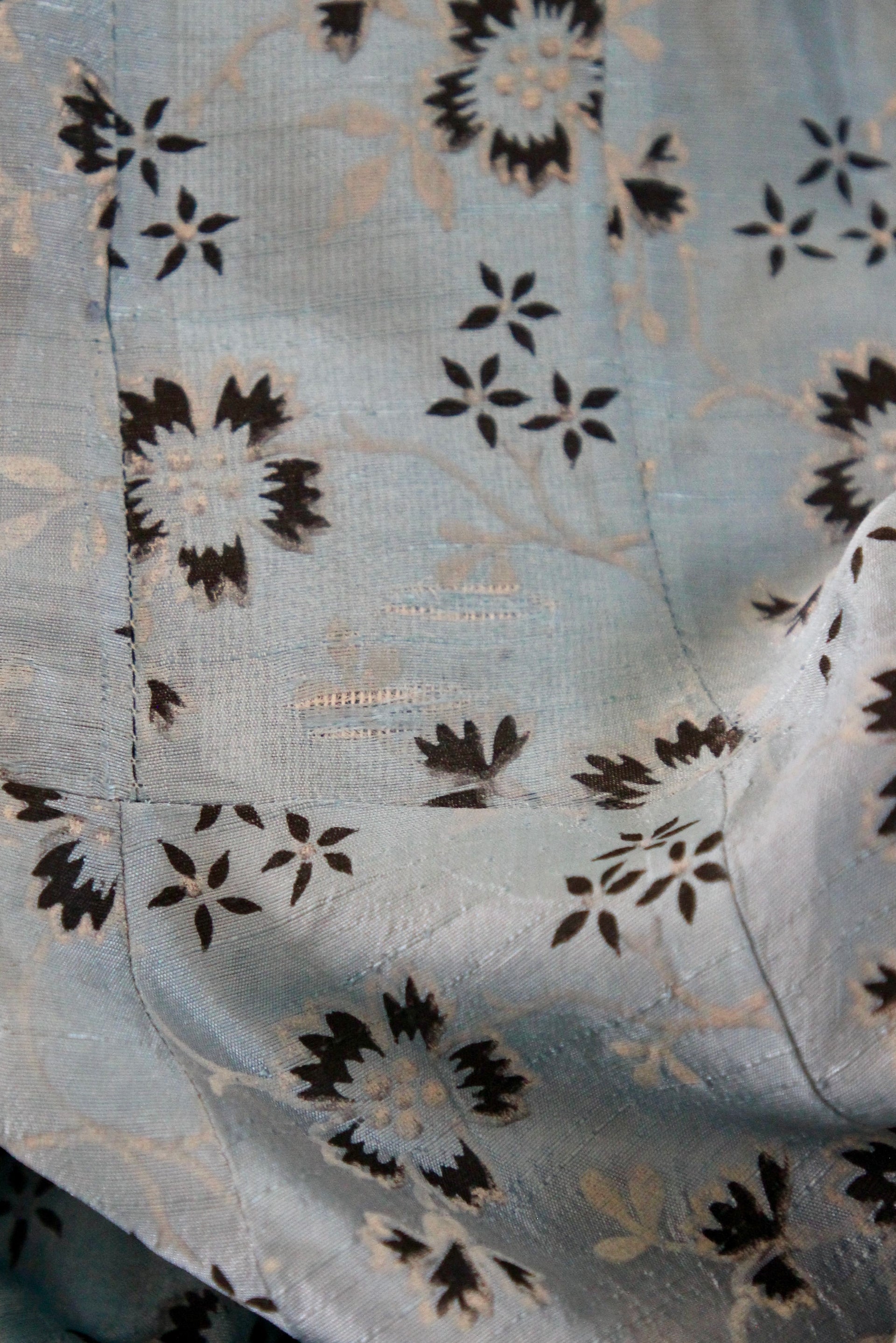 1950s Light Blue Floral Dress//Size S/M