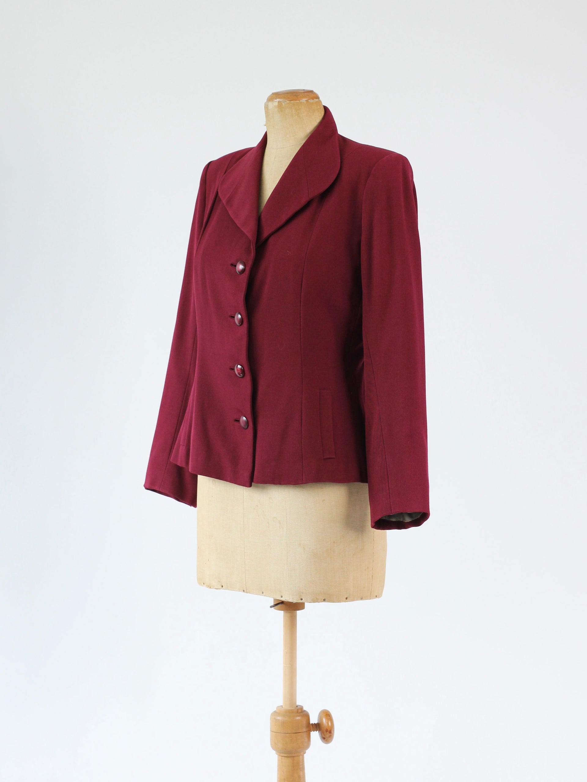 1940s Vintage Burgundy Fitted Suit Jacket // Size M/L