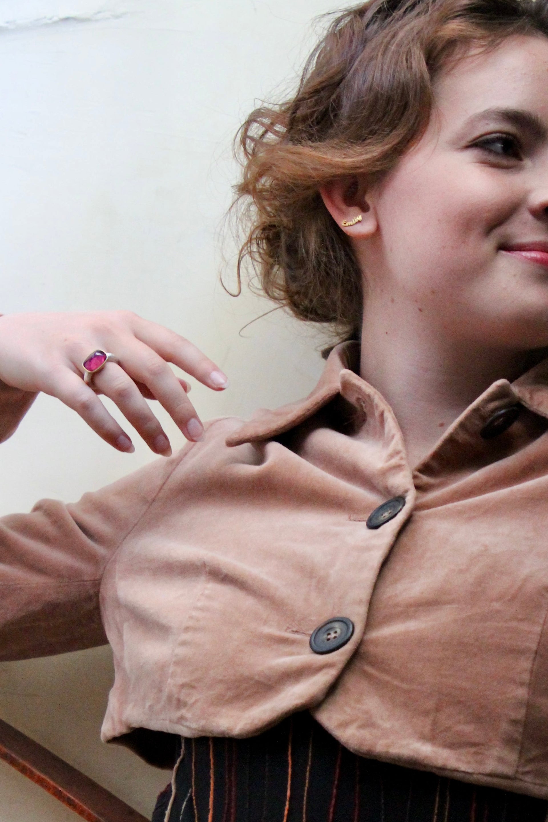 Handmade Tourmaline Cup Ring // Poppy Dandiya Ring // Hammered Sterling Silver // 24K Filled Gold // Size 55