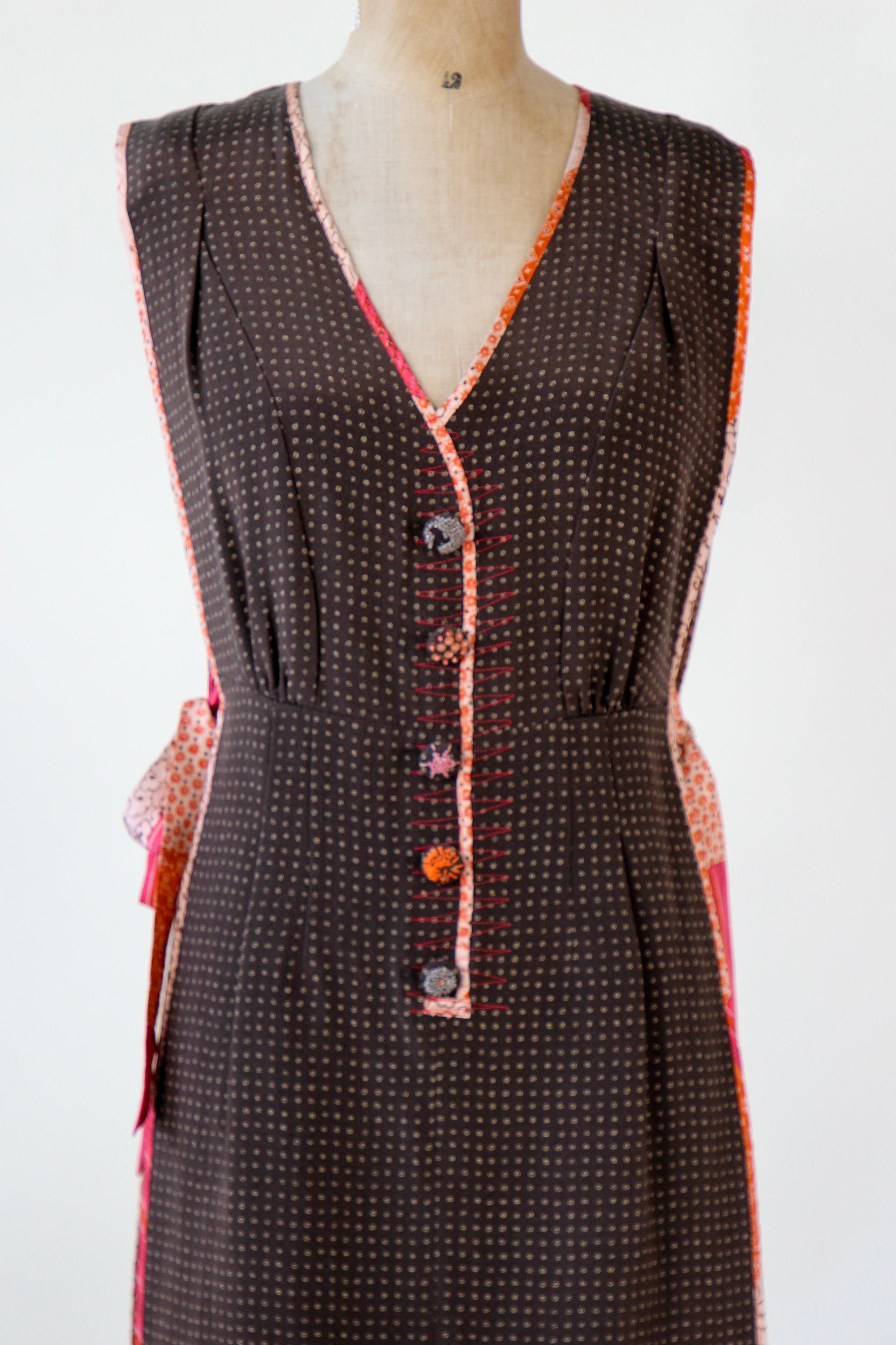 Y2K Vintage Brown Open Silk Dress//Danish Design//Size M