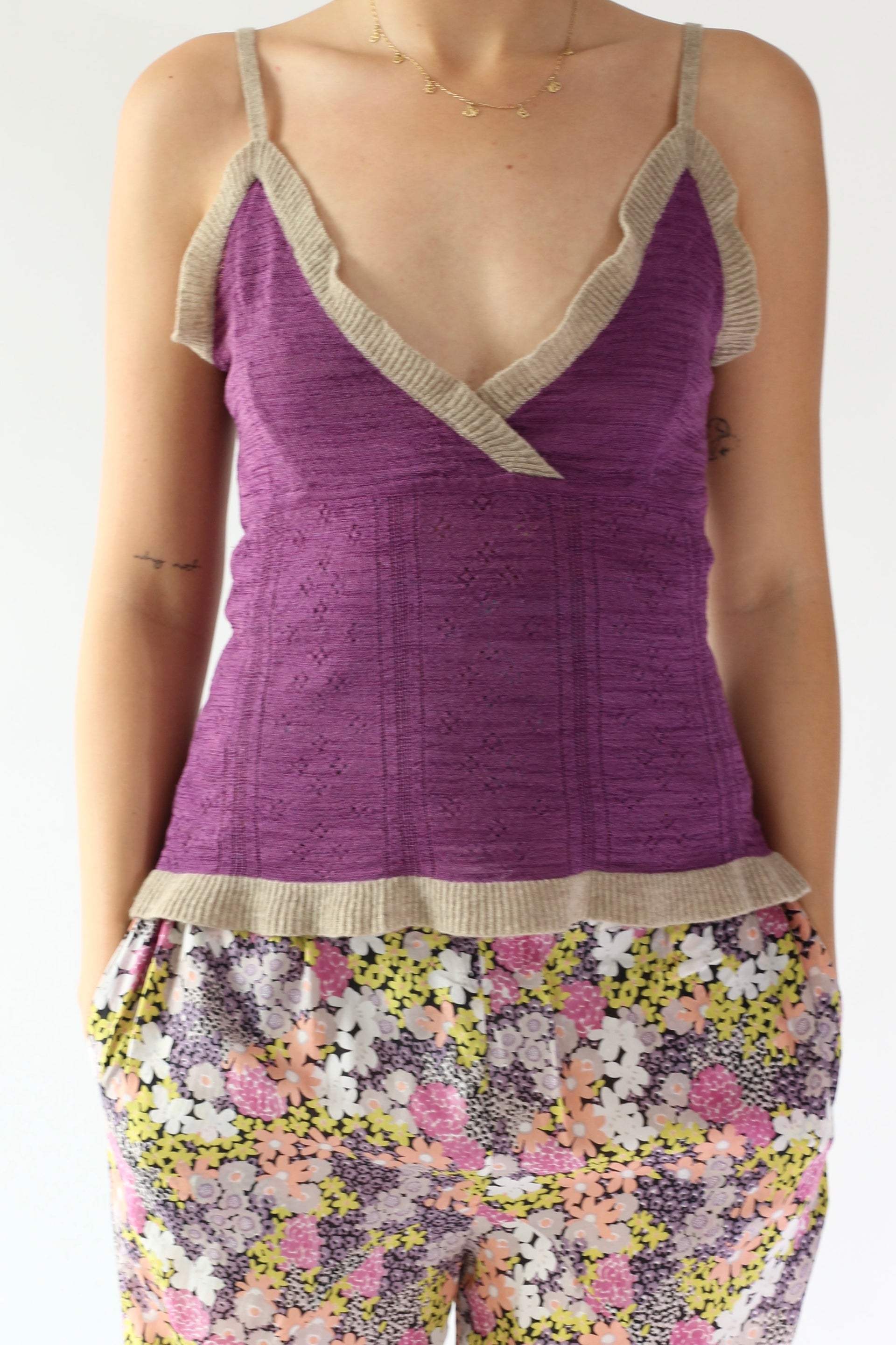 Y2K Vintage Knitted Purple Top // Danish Design // Size S/M
