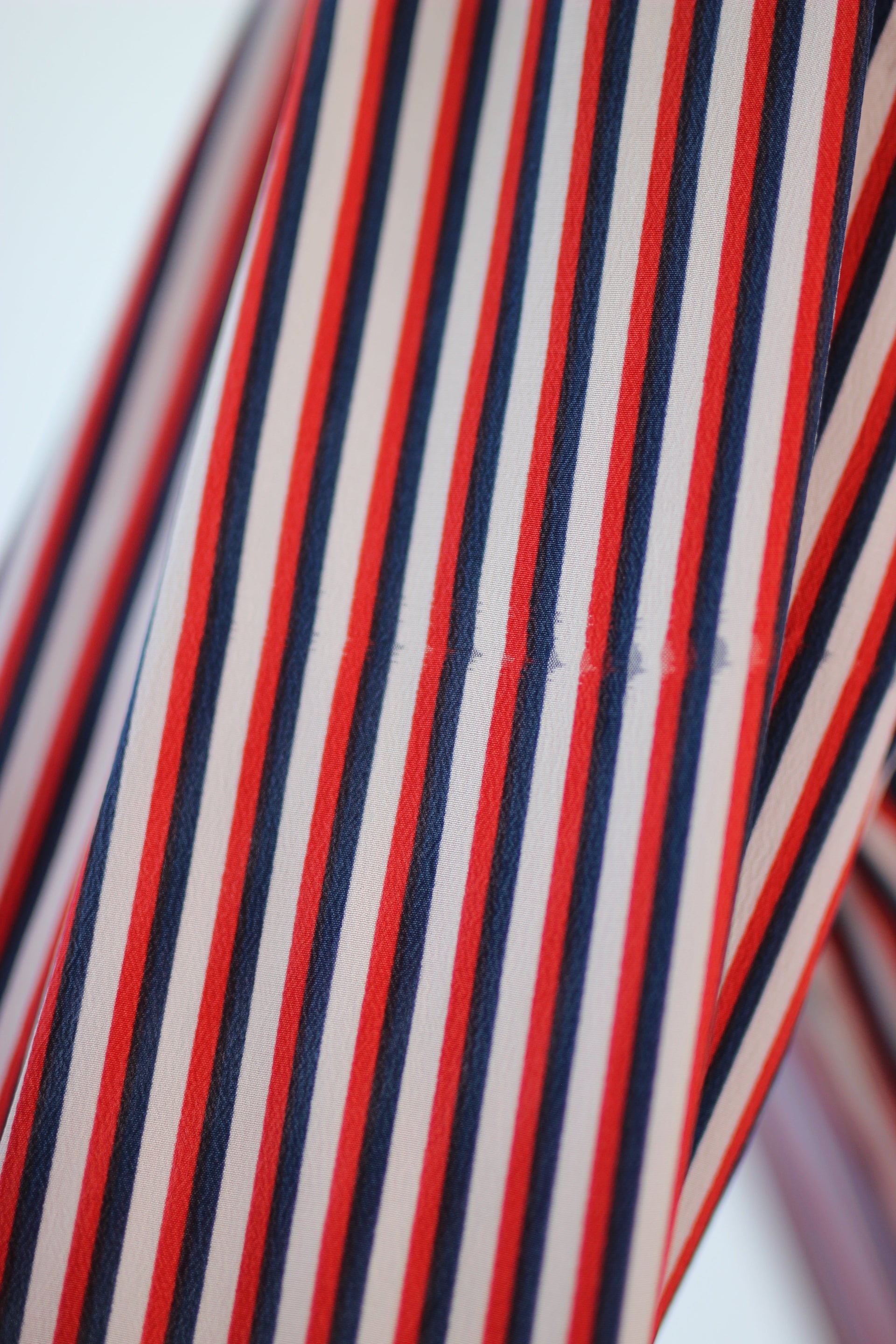 1940s Striped Silk Dress in Red, White and Blue // Size M