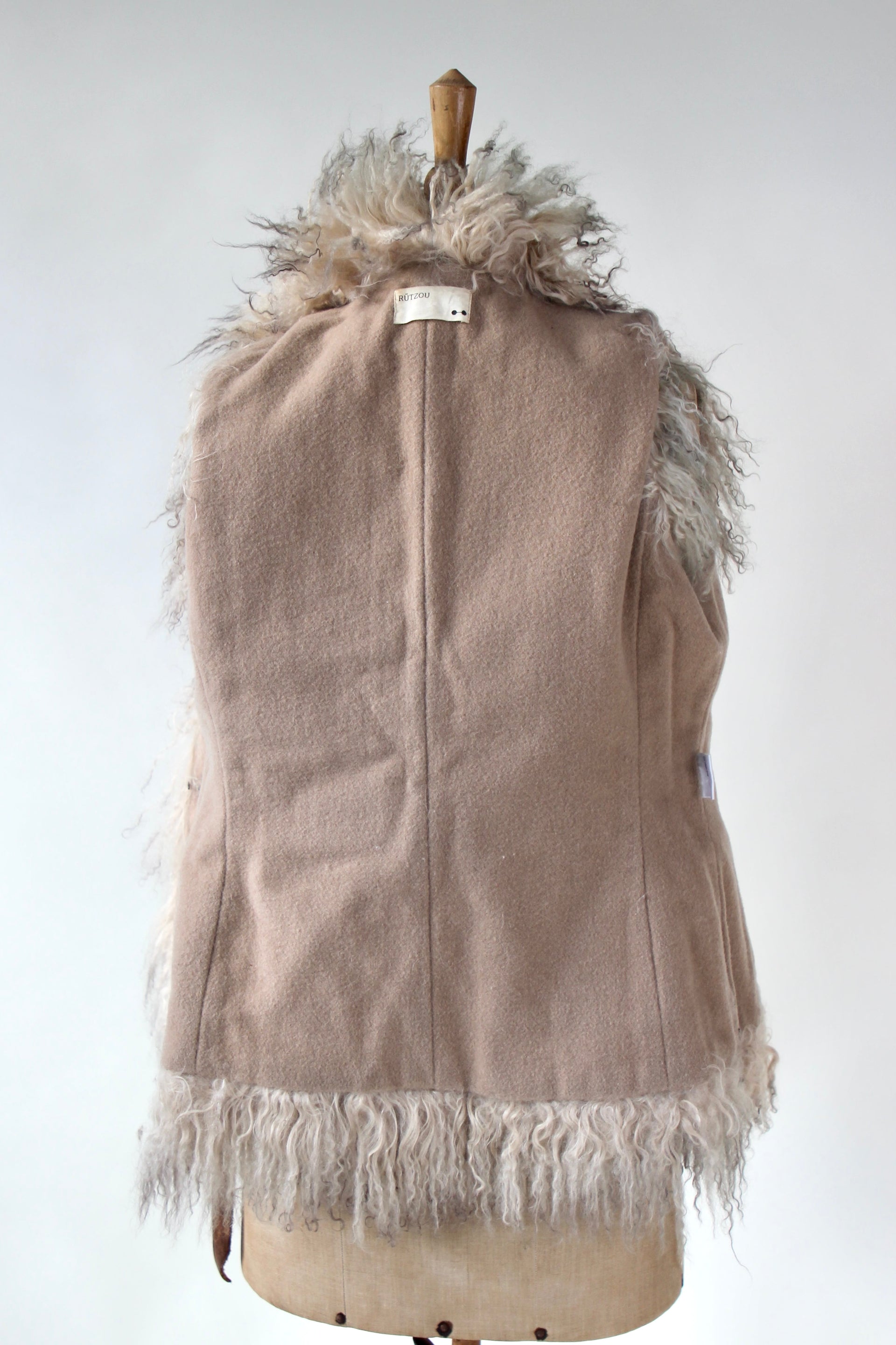 Vintage Vest with Mongolian Lamb Fur // Size S