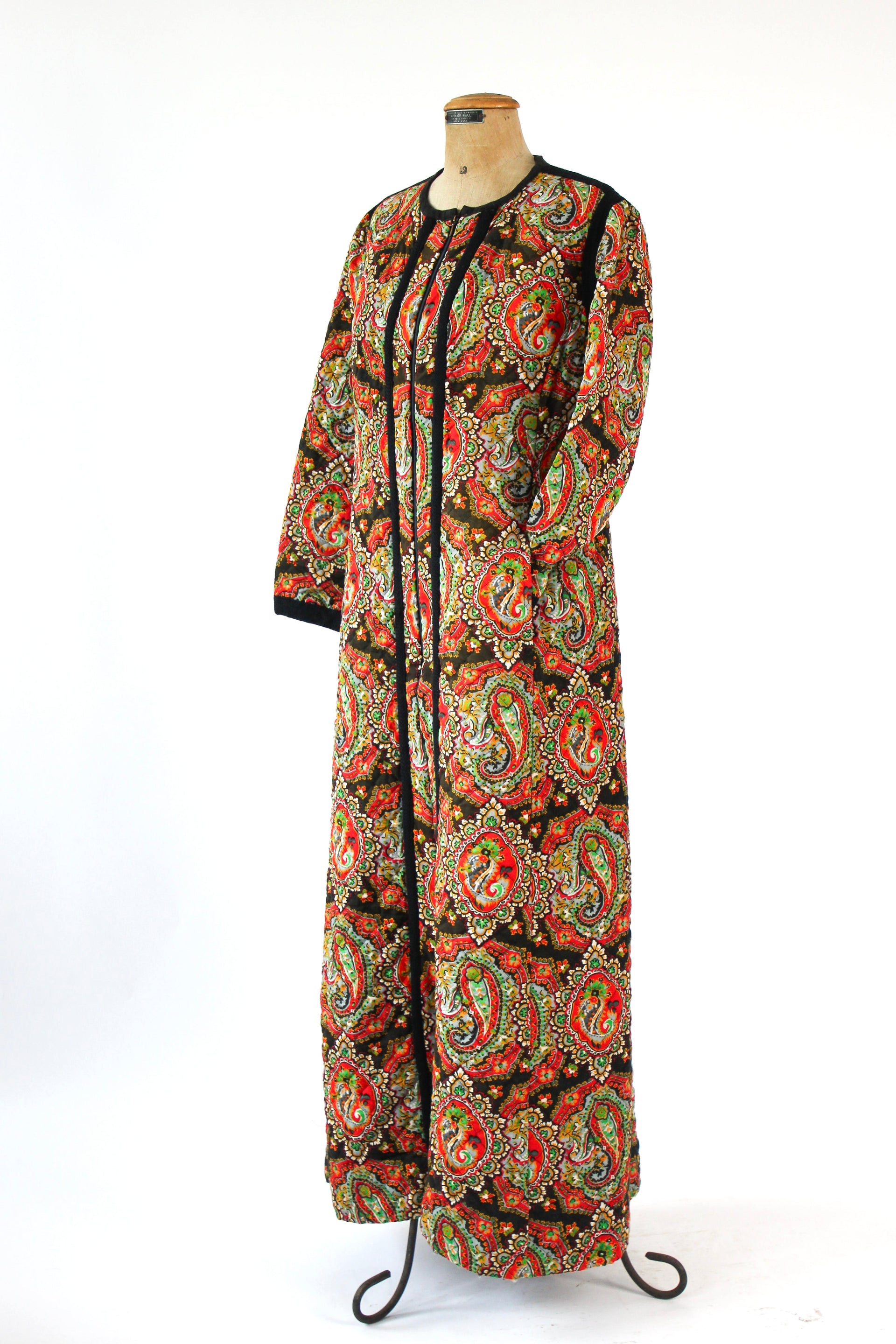 1960s 1970s Vintage Quilted Maxi Dress / Coat//Size M