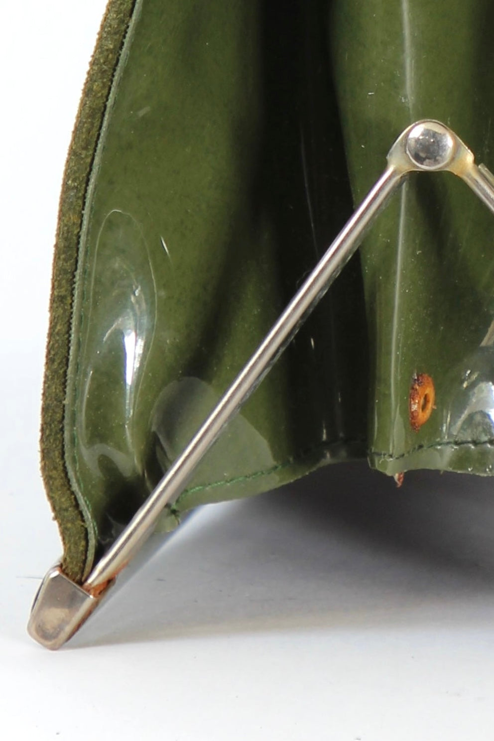 1960s Vintage Green Suede and Vinyl Top Handle Bag