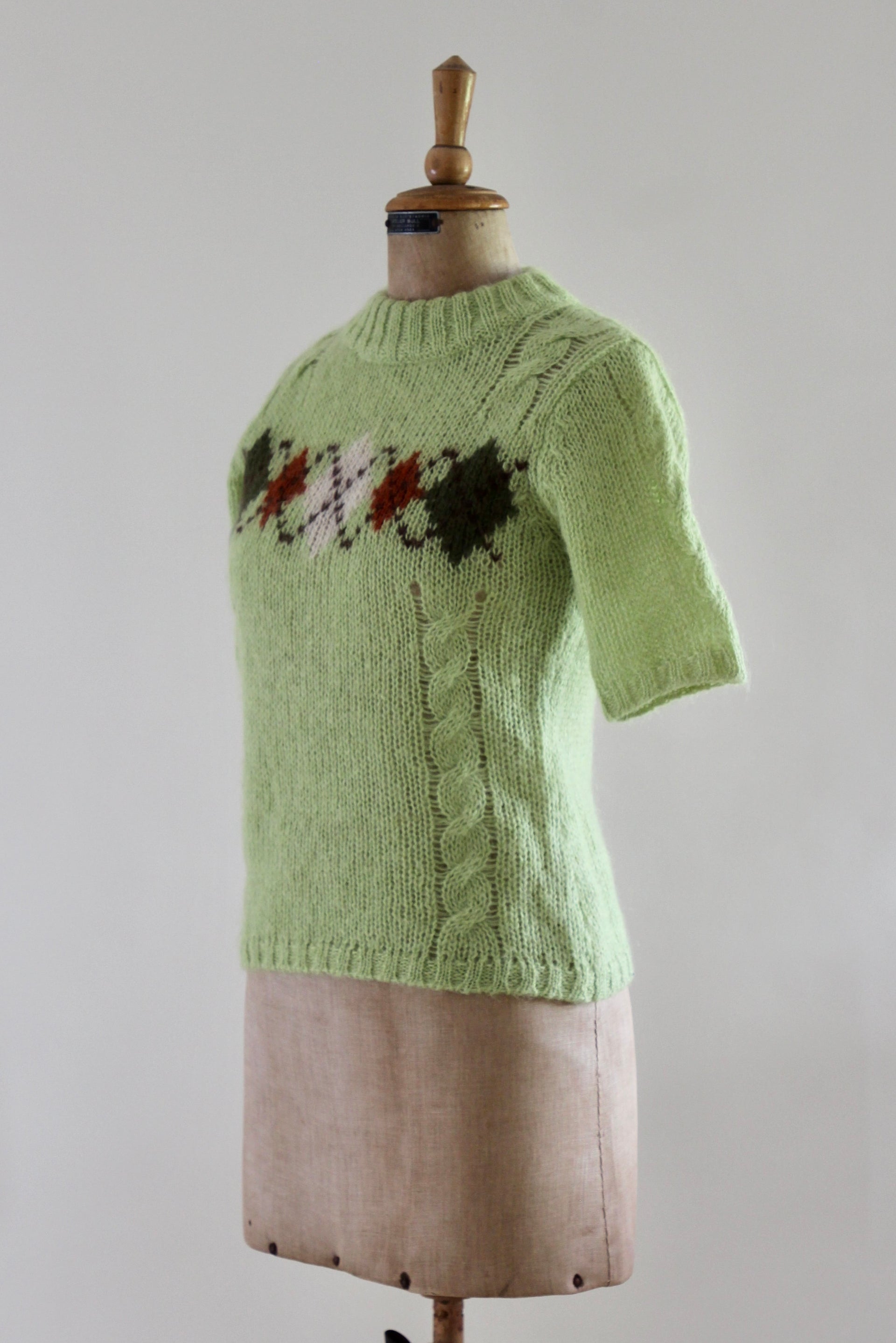 Y2K Vintage Bright Green Wool Knit Top // Japanese Design // Size S/M