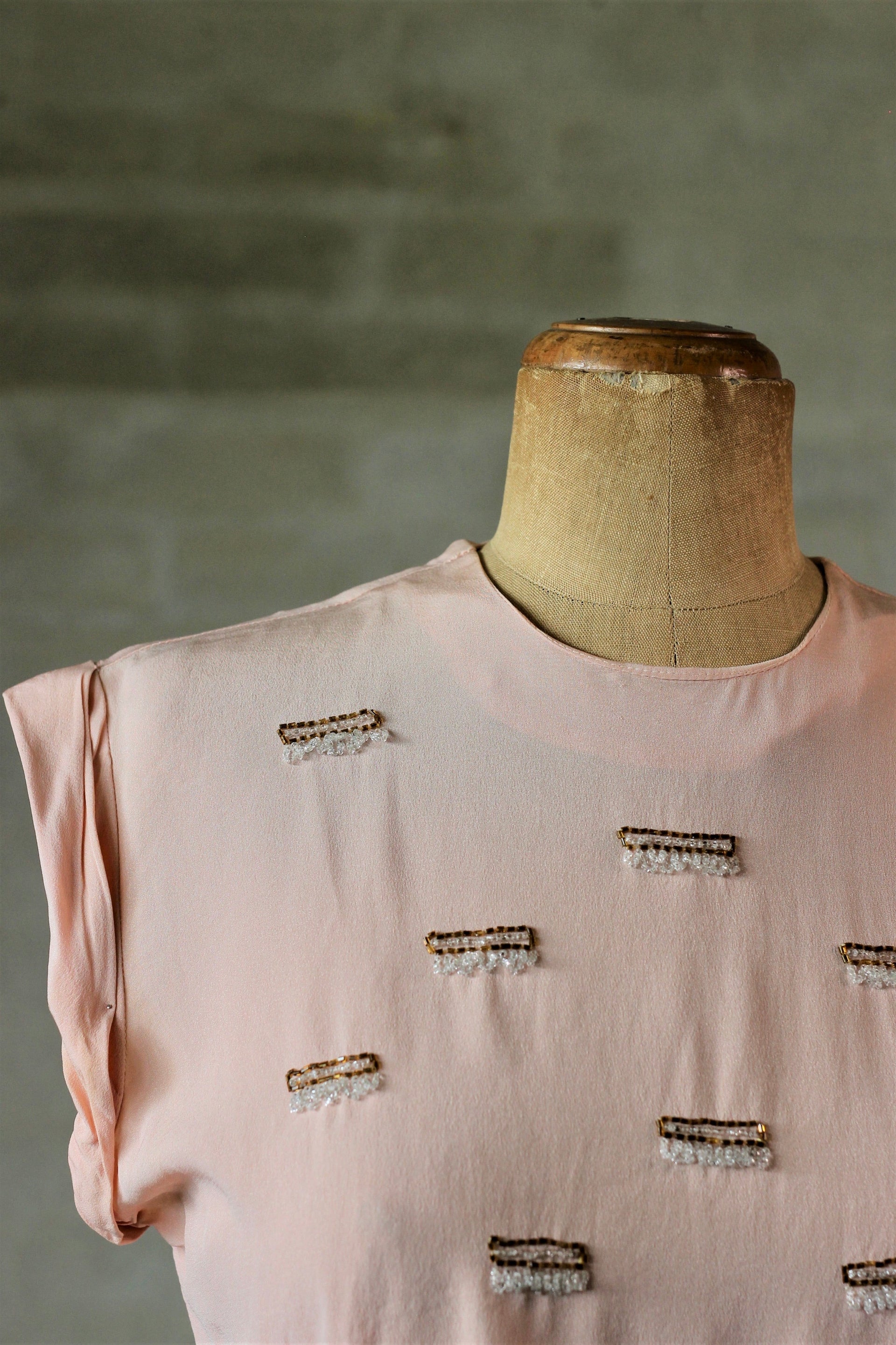 1940s Pale Pink Silk Blouse//Size S/M