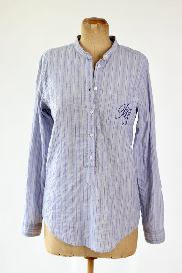 Vintage Y2K Light Blue Striped Shirt//Danish Design //Size M