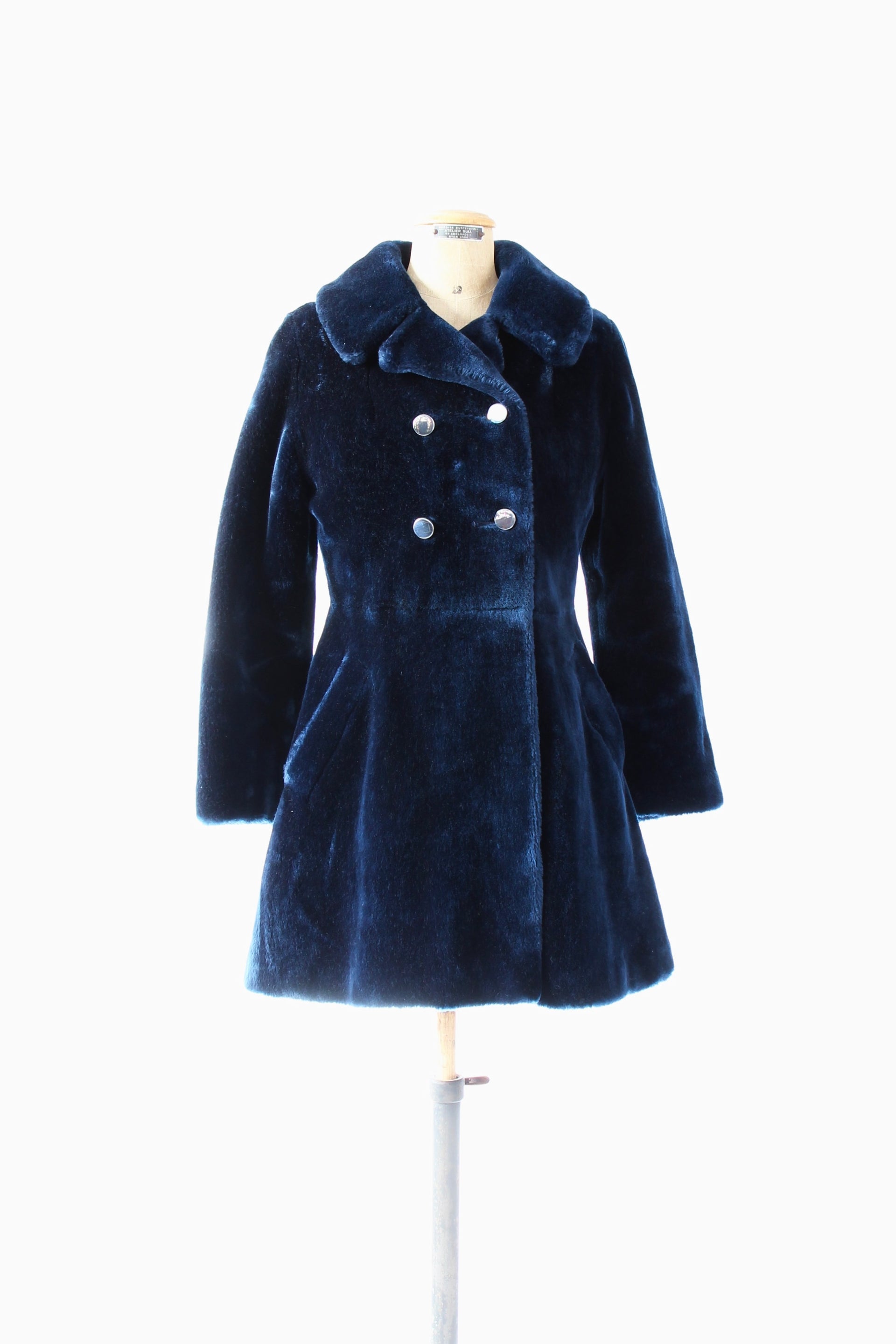 1960s Vintage Blue Faux Fur / Size S
