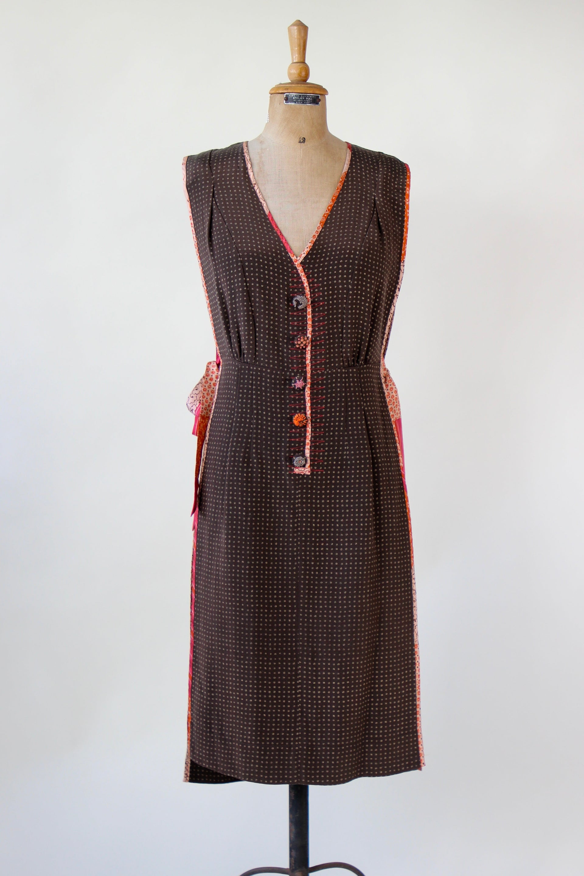 Y2K Vintage Brown Open Silk Dress//Danish Design//Size M