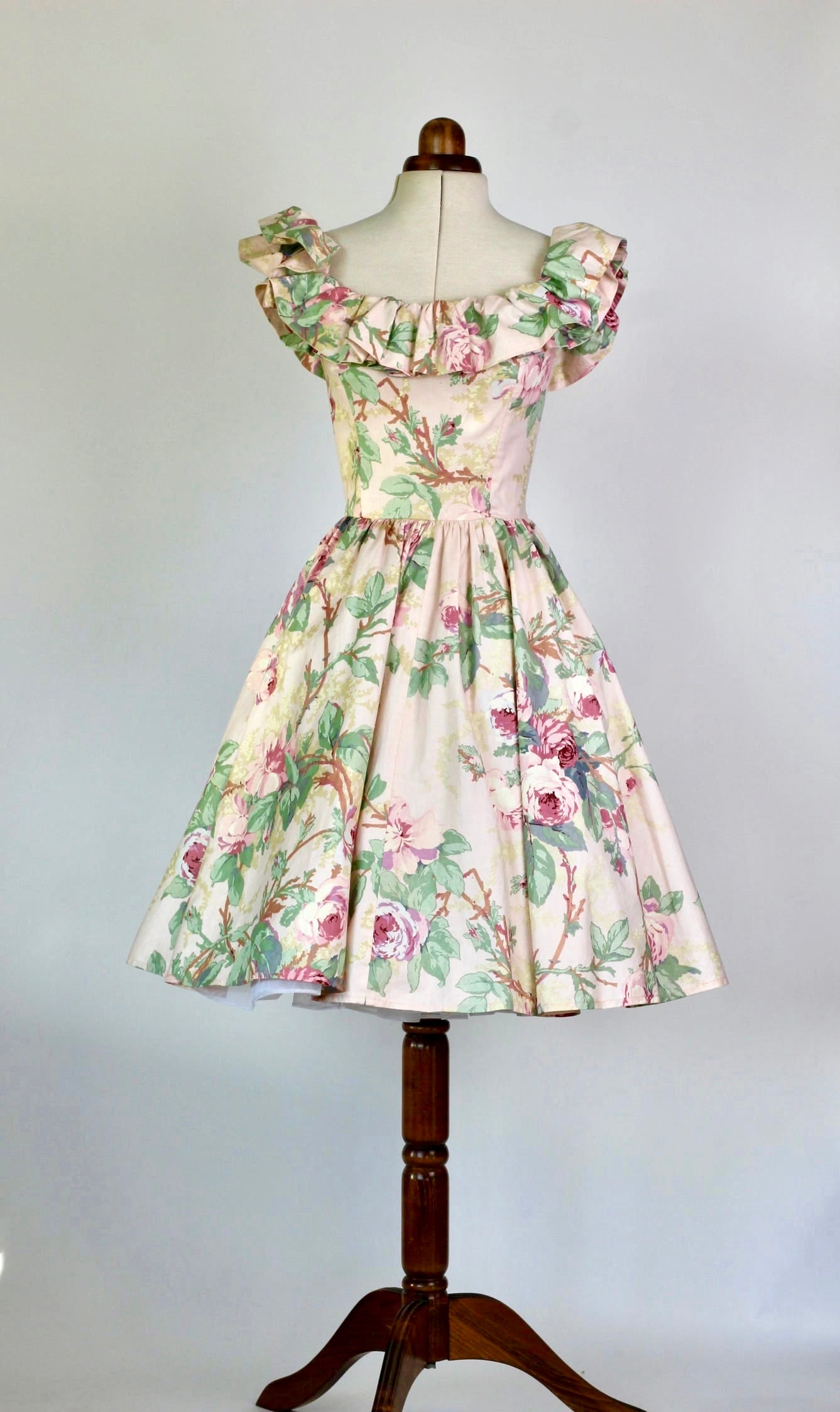 1980s Vintage Sleeveless Floral Dress//Corsage Top//Size S