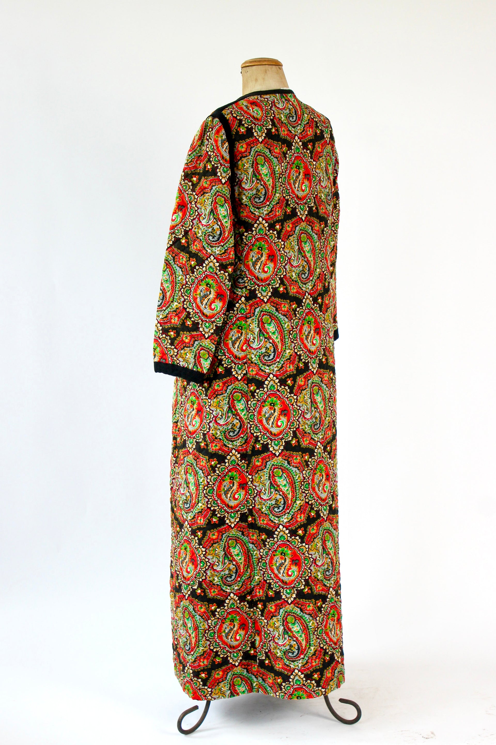 1960s 1970s Vintage Quilted Maxi Dress / Coat//Size M
