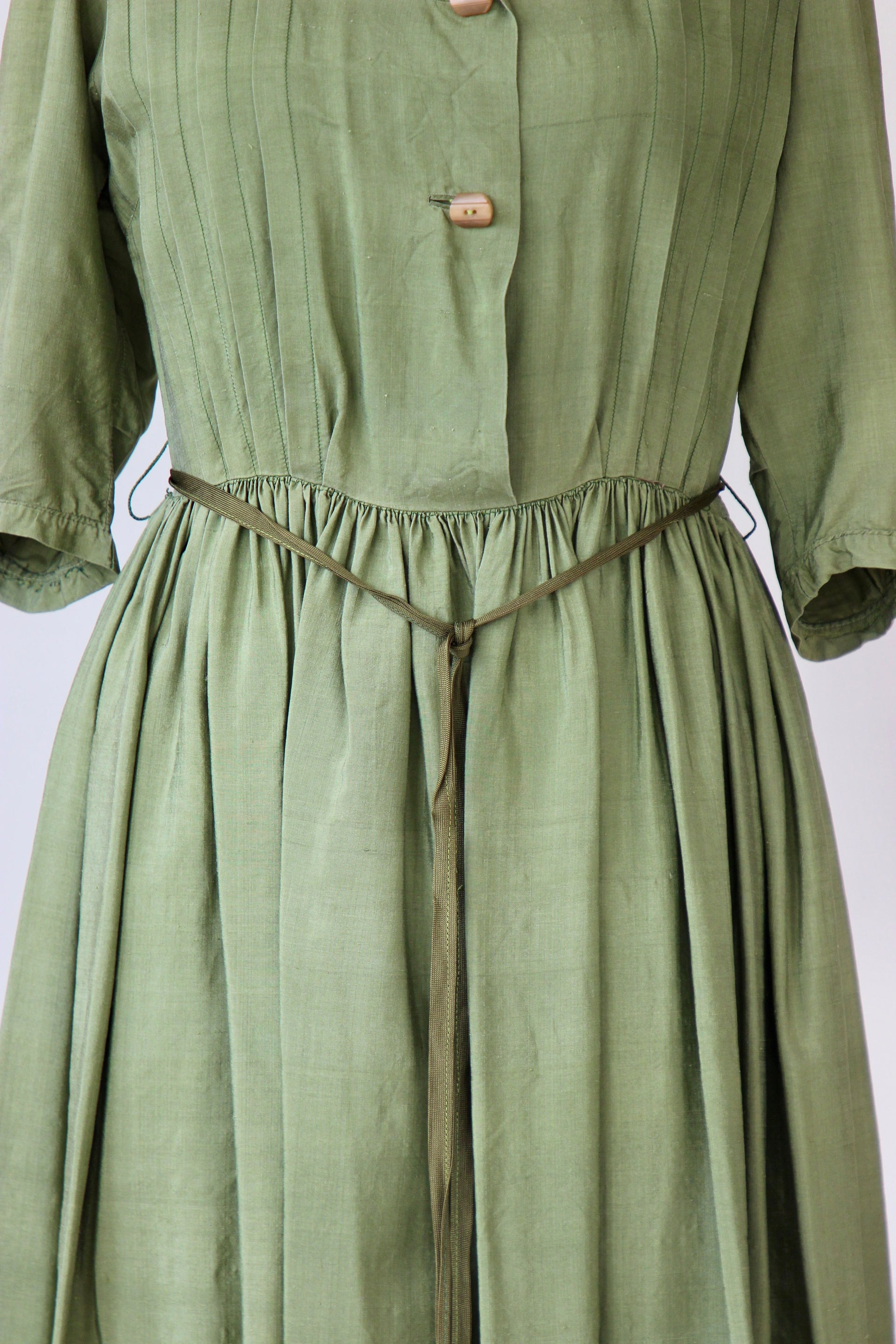 1970s Green Silk Designer Shirt Dress//Size S/M