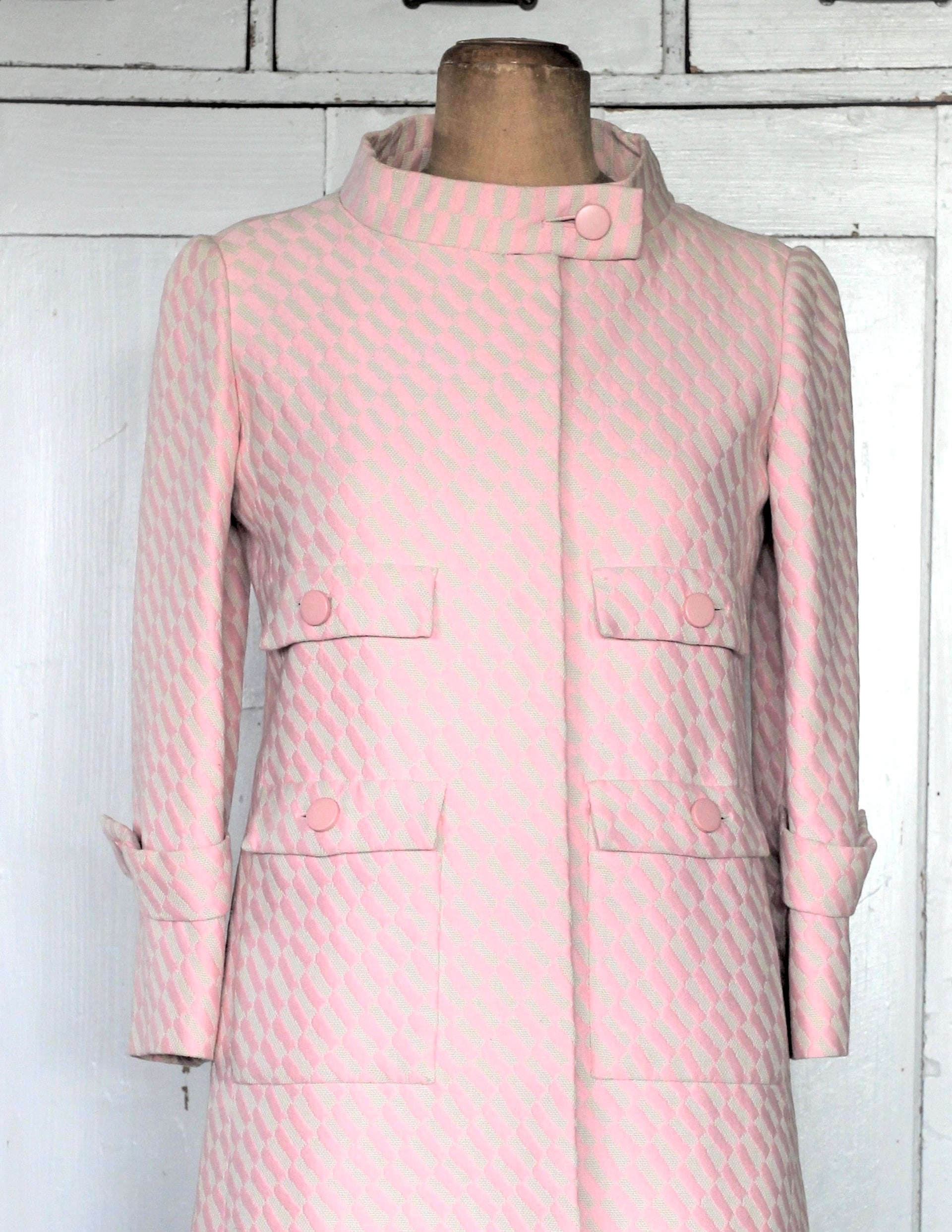 1960s Vintage Nina Ricci Pink Mod Coat