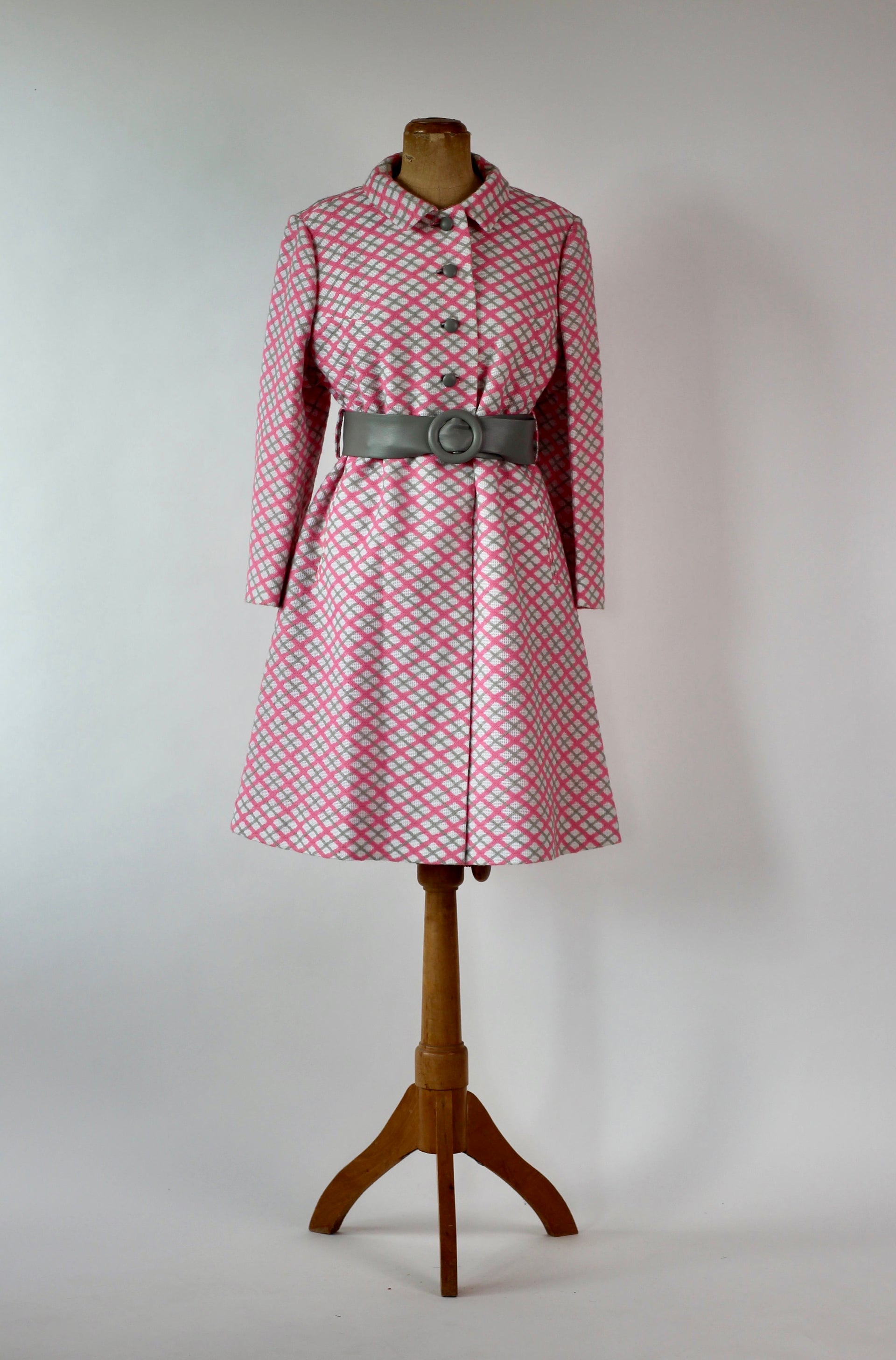 1960s Designer Mod Coat in Harlequin Pattern // Size L