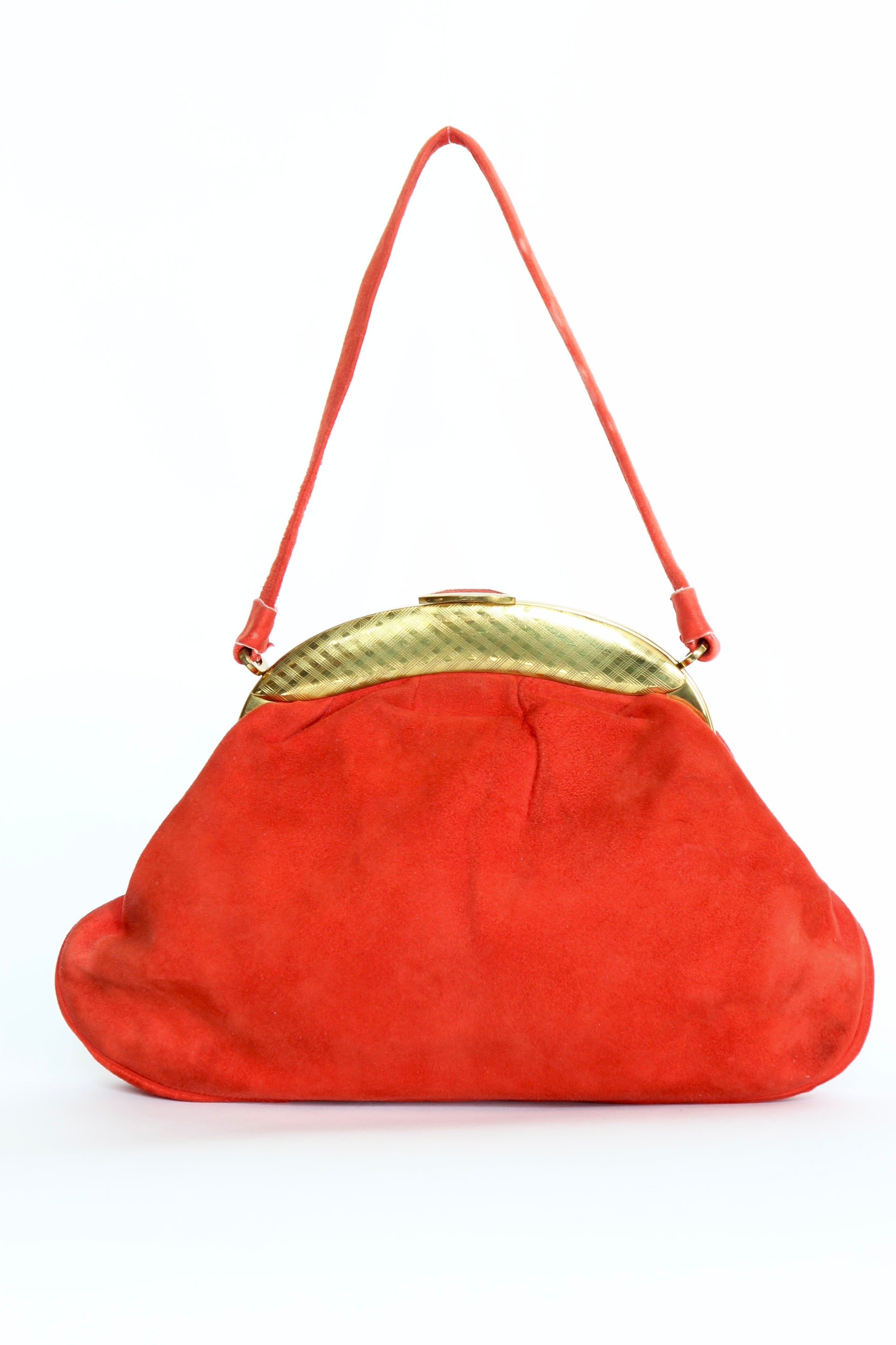 1940s Bright Red Suede Leather Purse