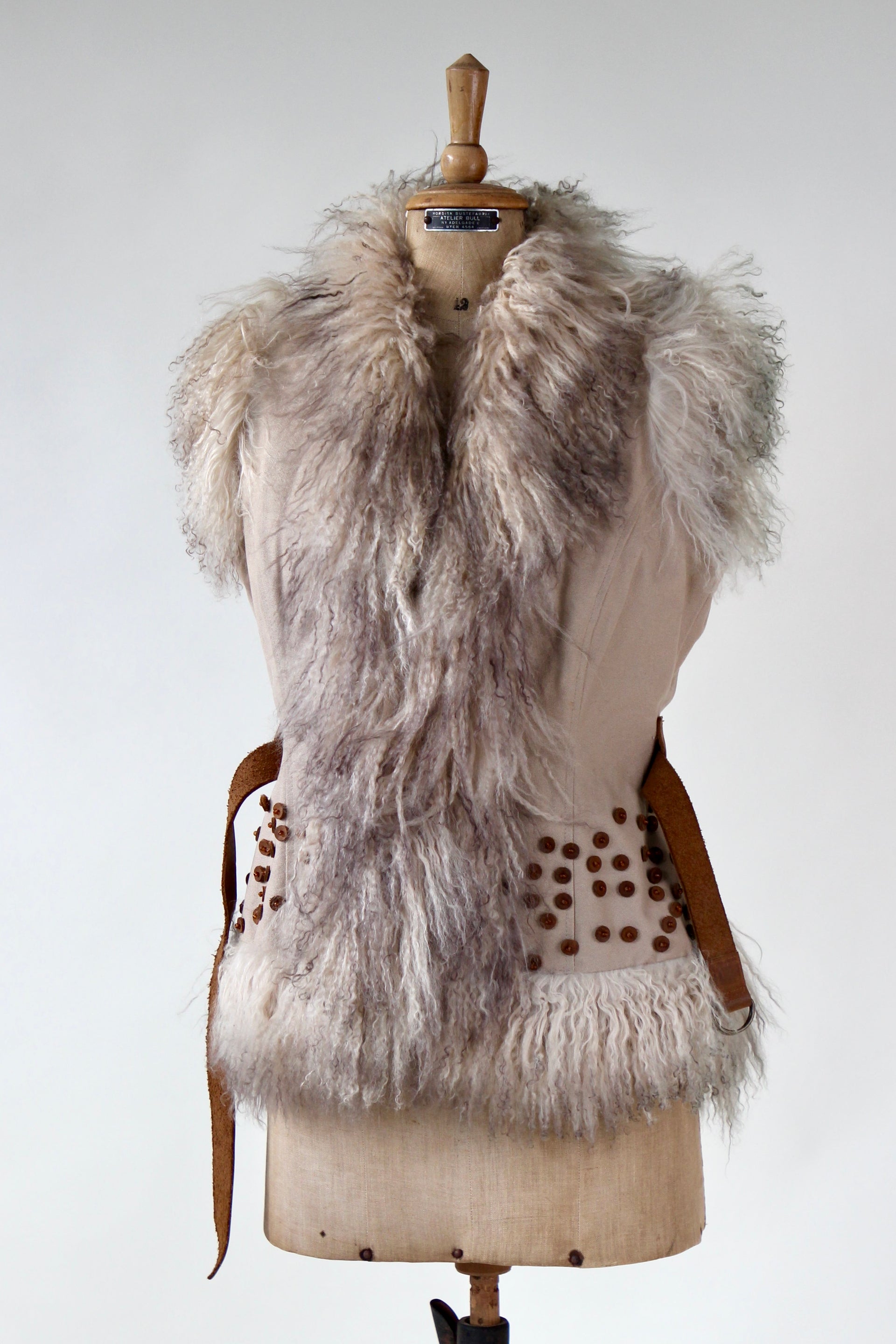Vintage Vest with Mongolian Lamb Fur // Size S