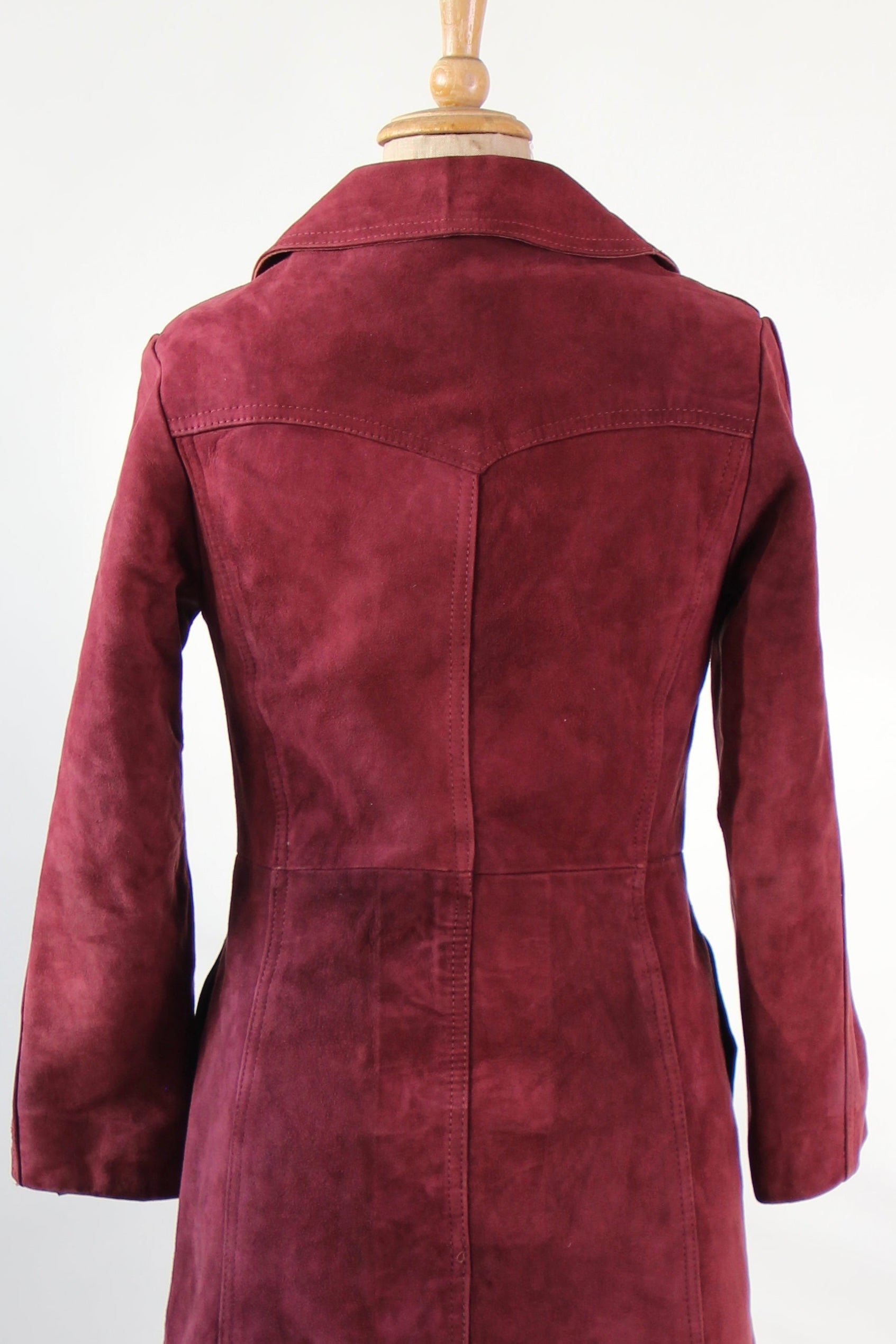 1960s Vintage Burgundy Suede Leather Coat // Size M