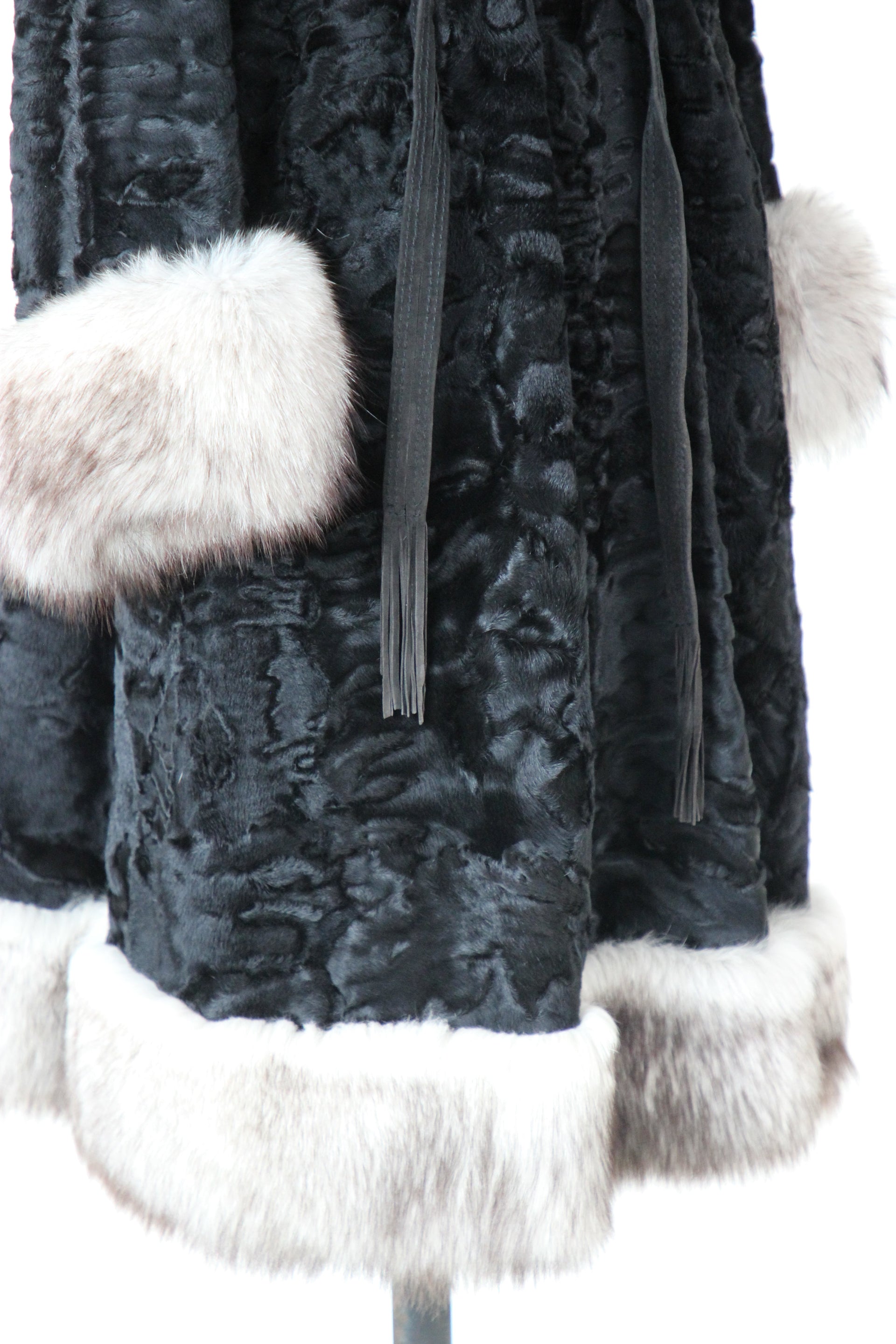 1950s Vintage Black Lamb Fur Coat // Size L/XL