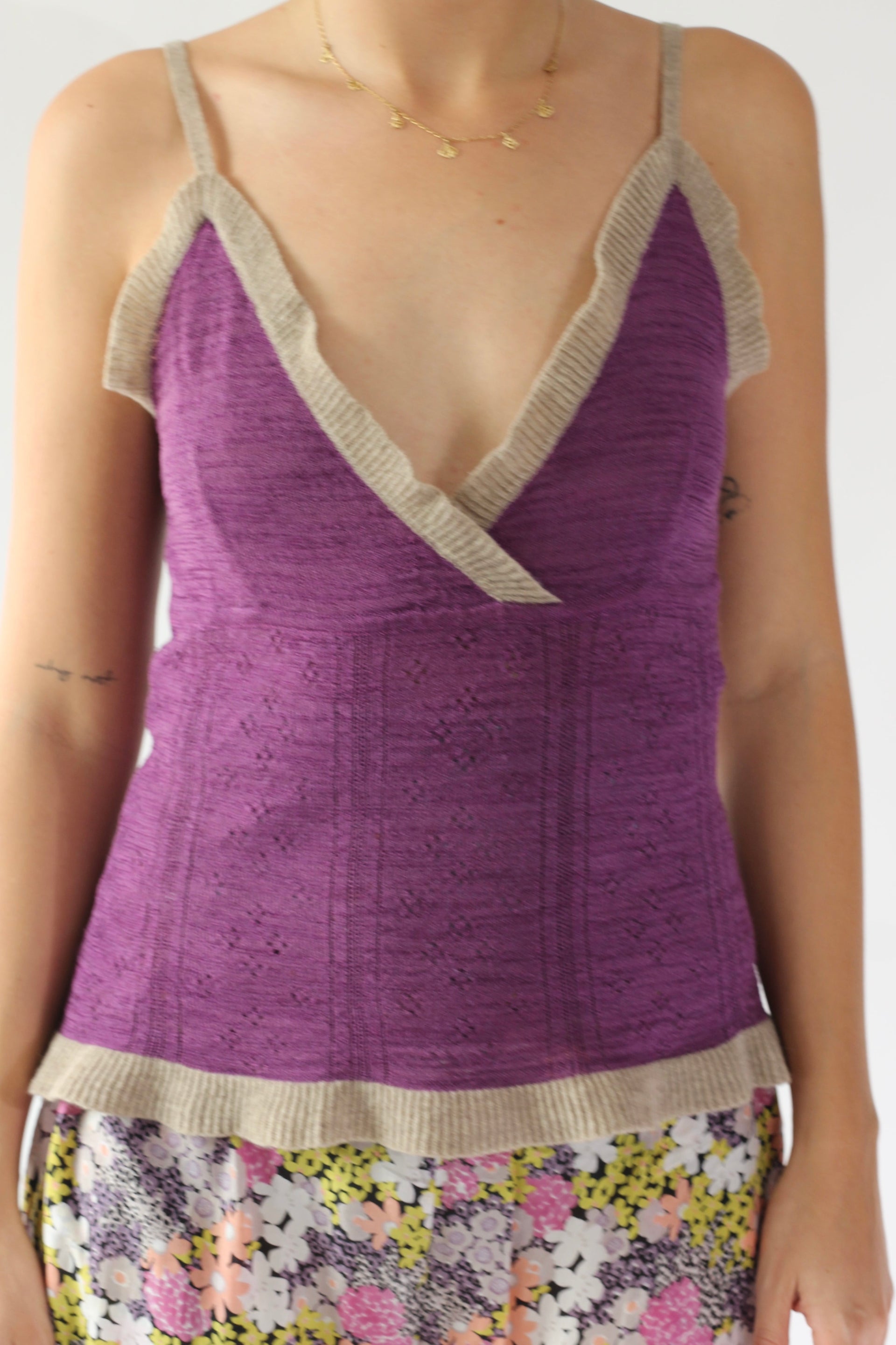 Y2K Vintage Knitted Purple Top // Danish Design // Size S/M