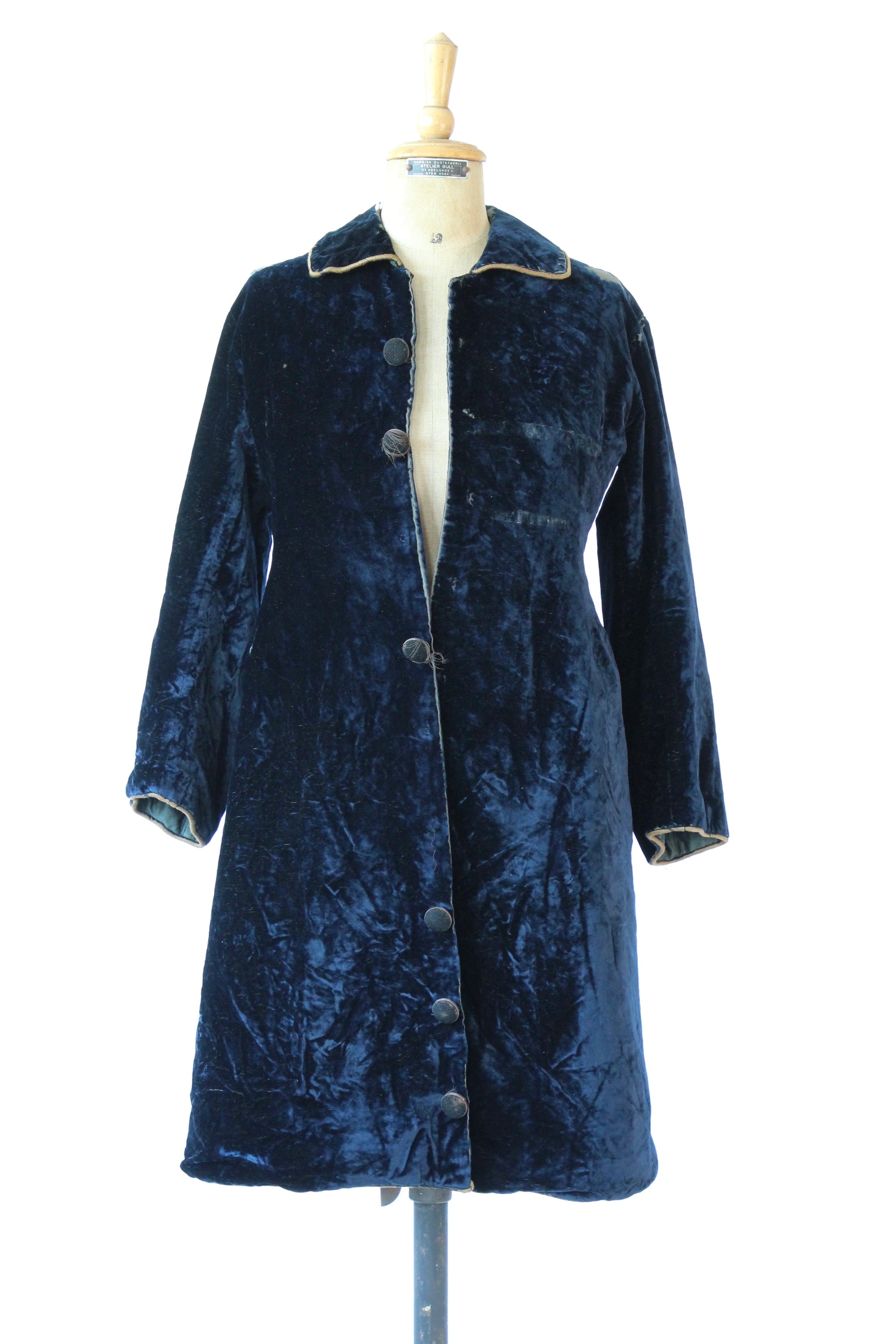 Antique Blue Velvet Coat // Size XS/S