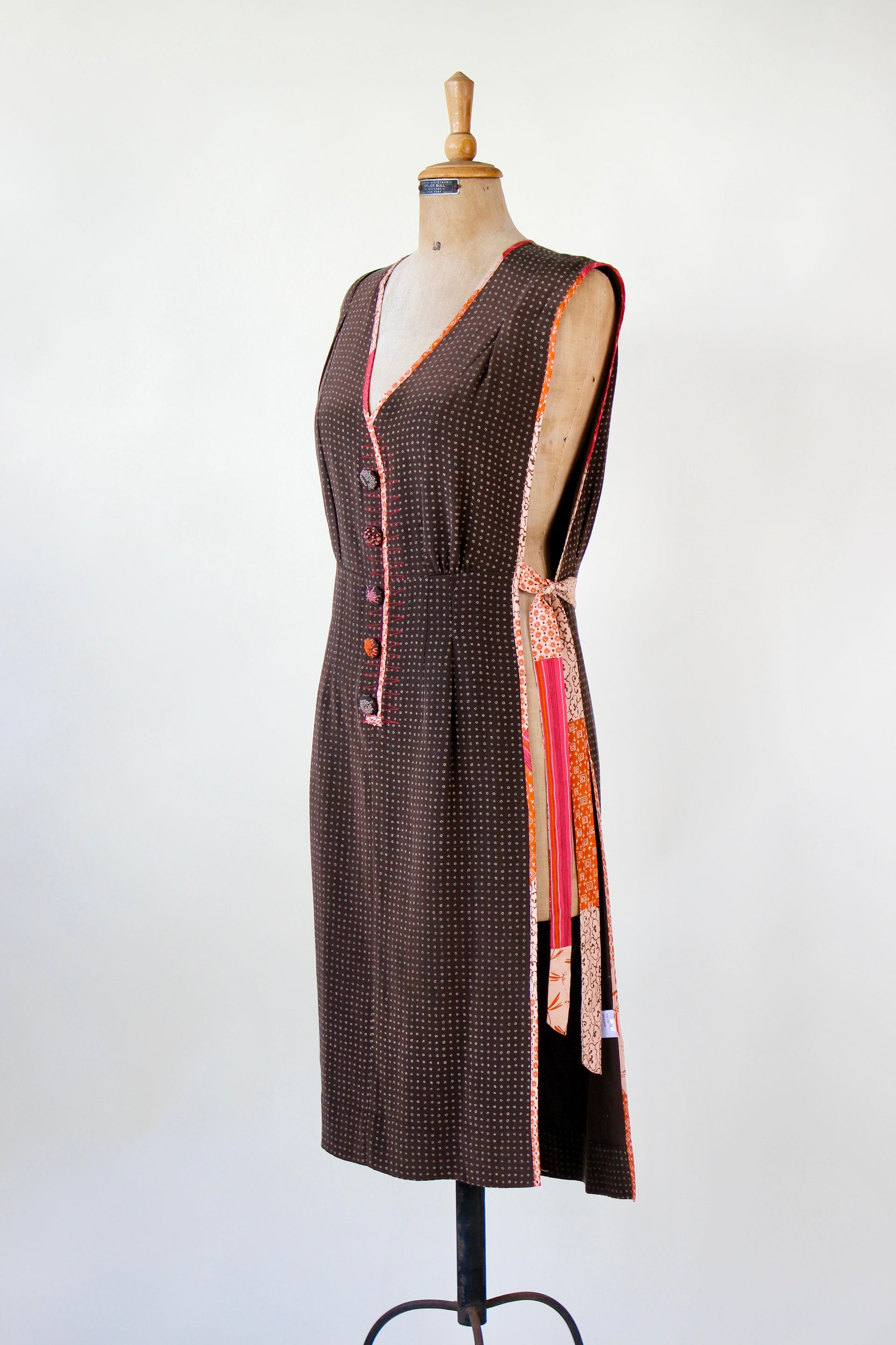 Y2K Vintage Brown Open Silk Dress//Danish Design//Size M