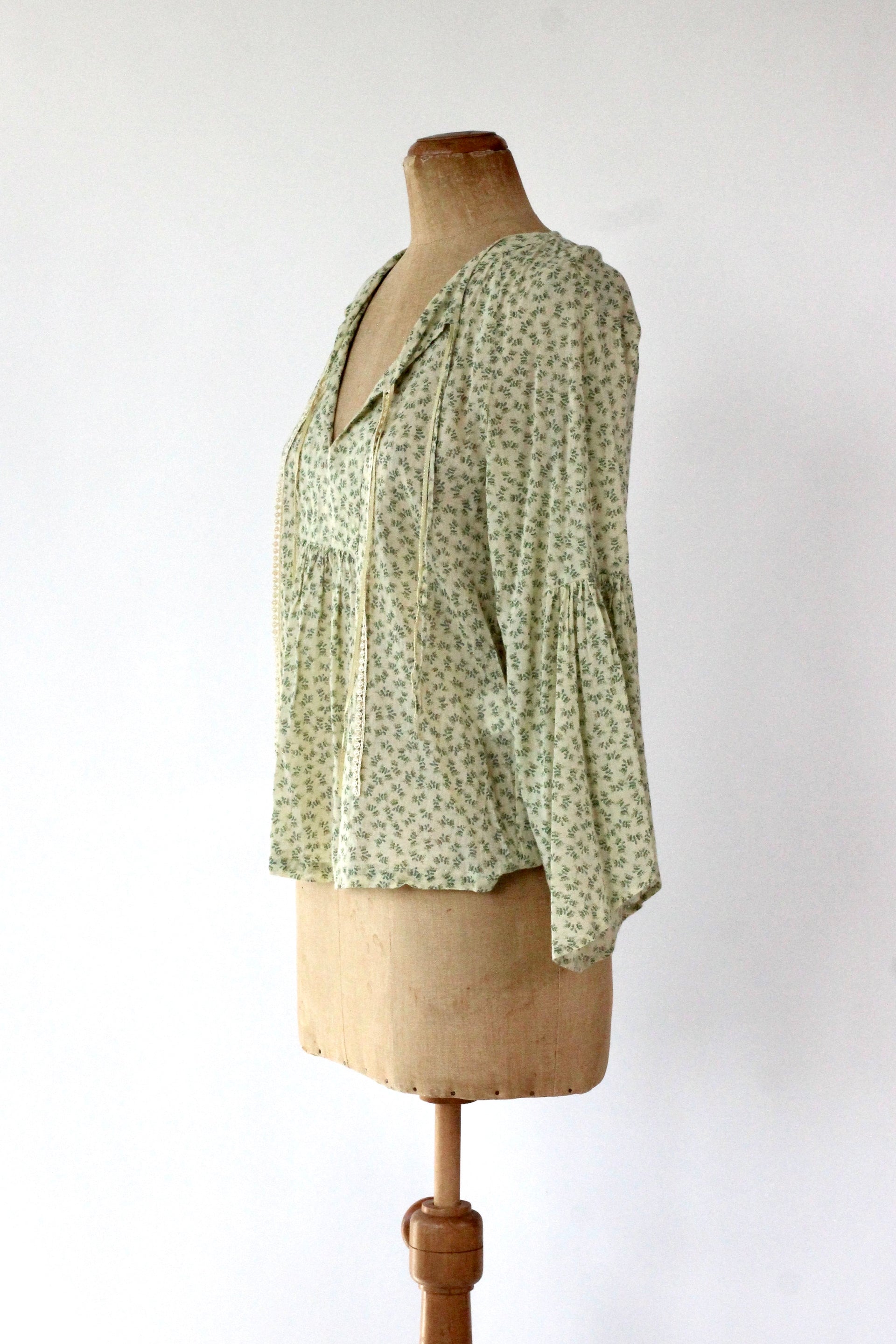 Y2K Vintage Yellow Floral Cotton Blouse//Danish Design//Size M