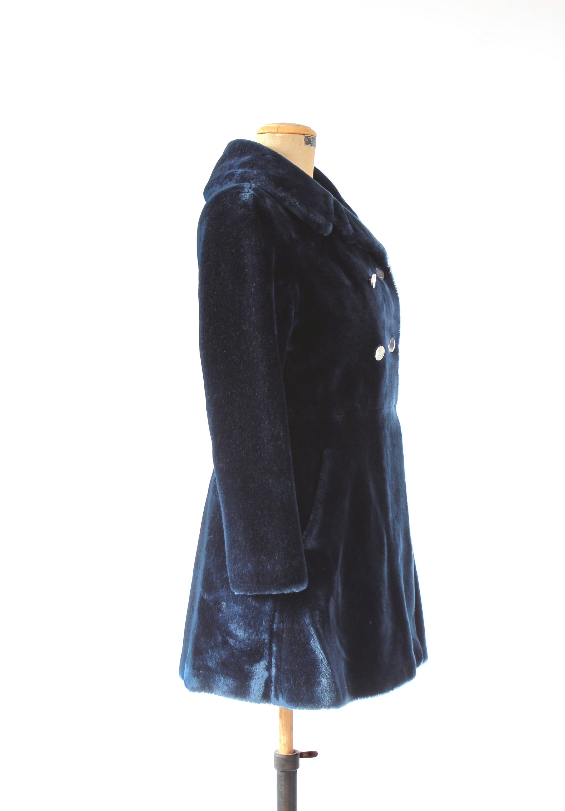 1960s Vintage Blue Faux Fur / Size S