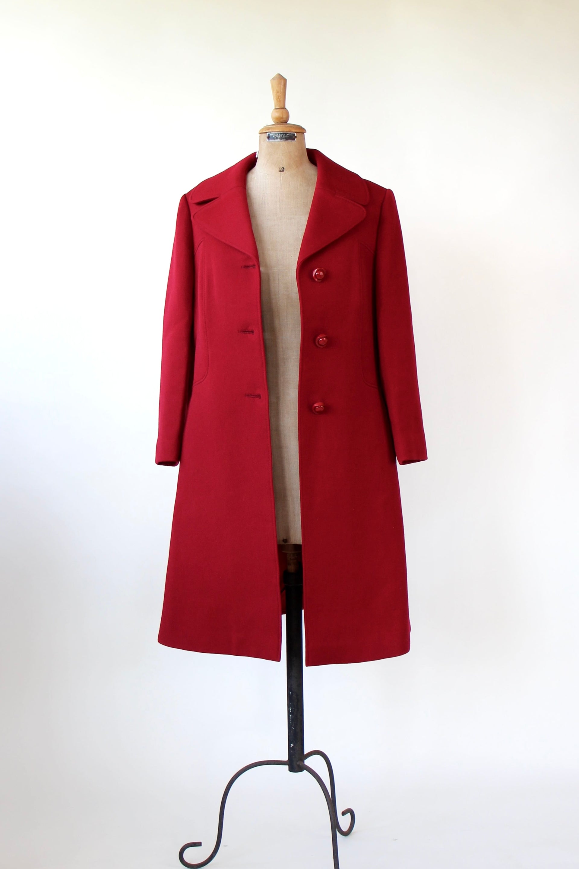 1970s Vintage Dark Red Mod Wool Coat // Size M/L